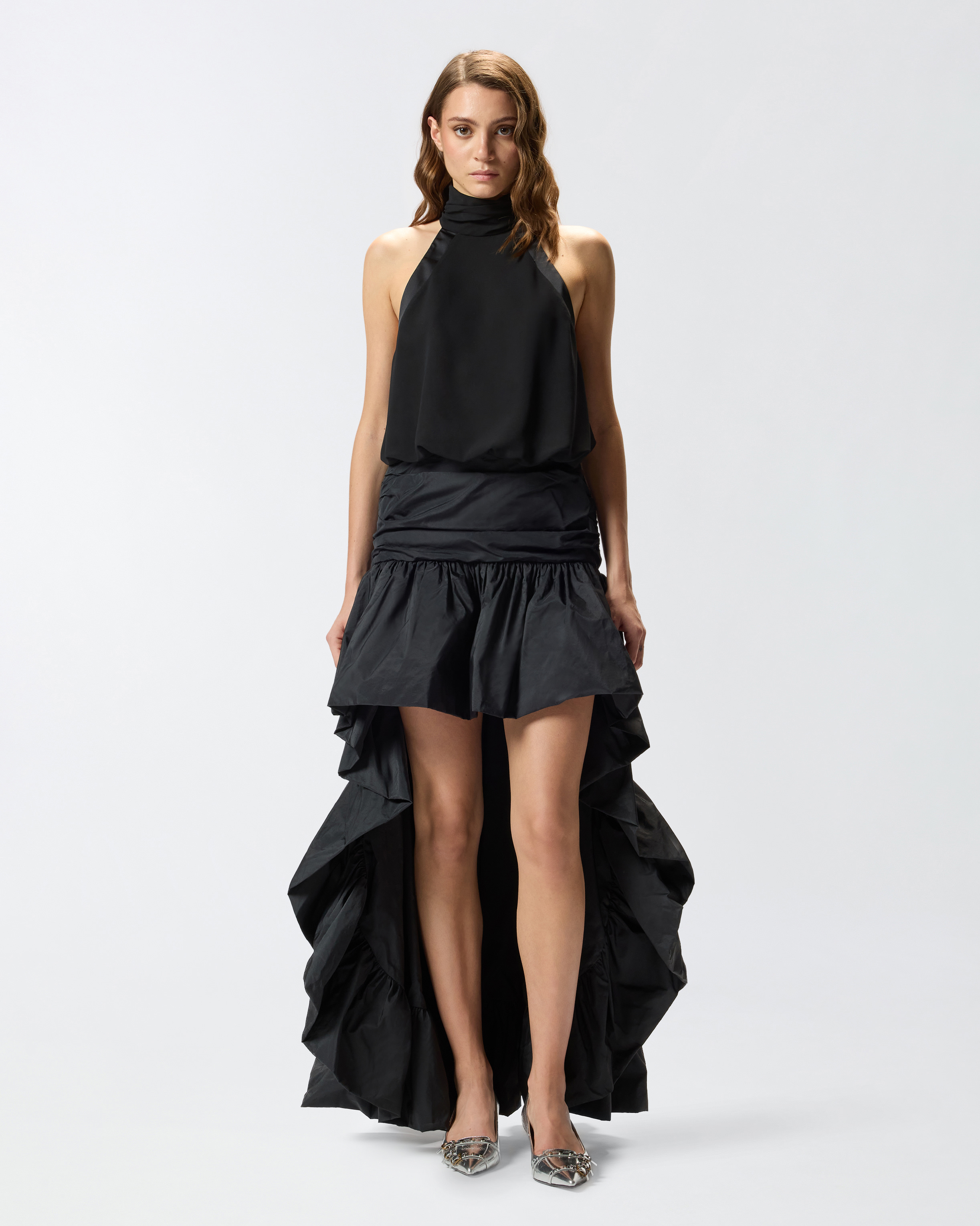 Pinko Ruffled Asymmetrical Skirt In Black