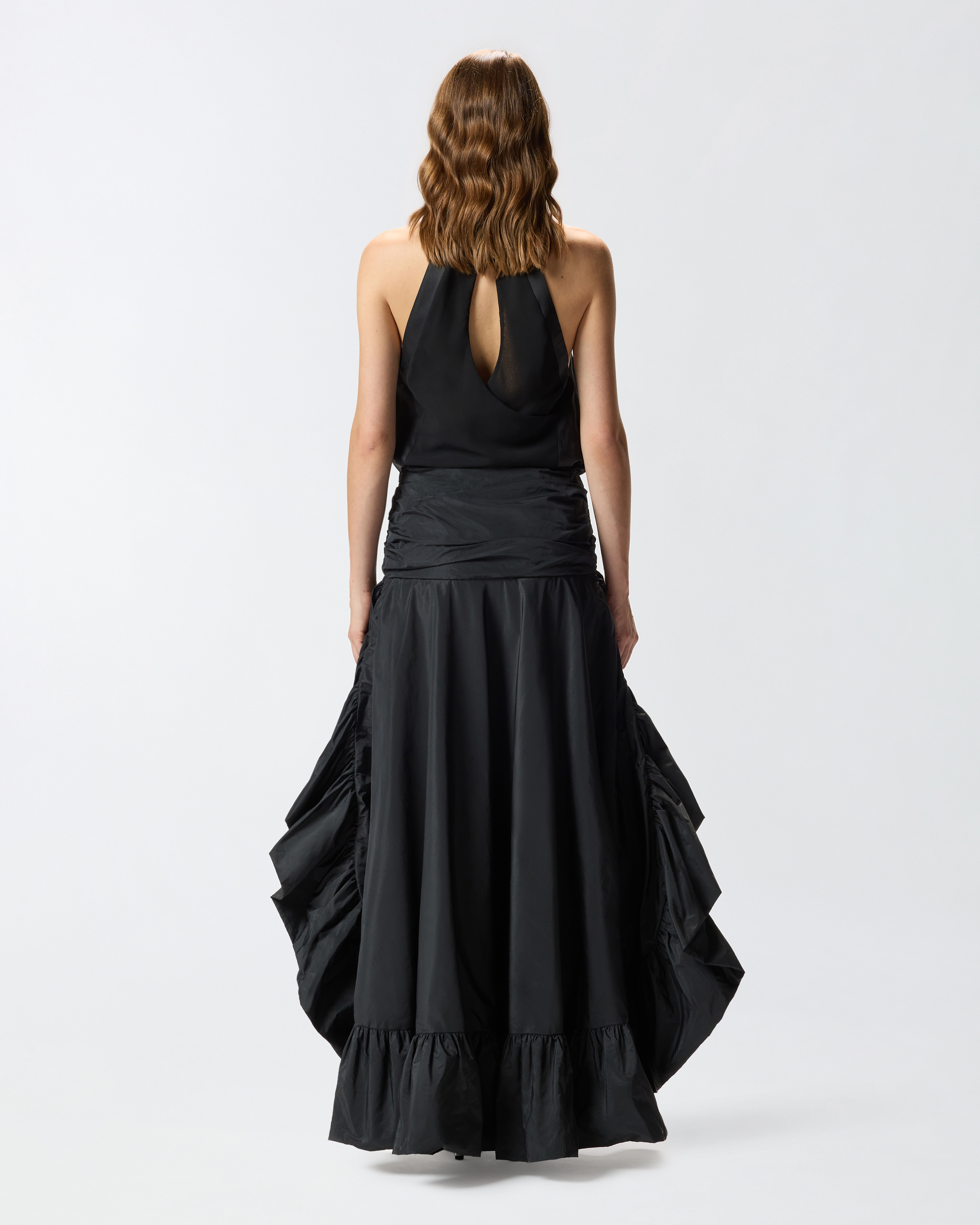 Pinko Ruffled Asymmetrical Skirt In Black