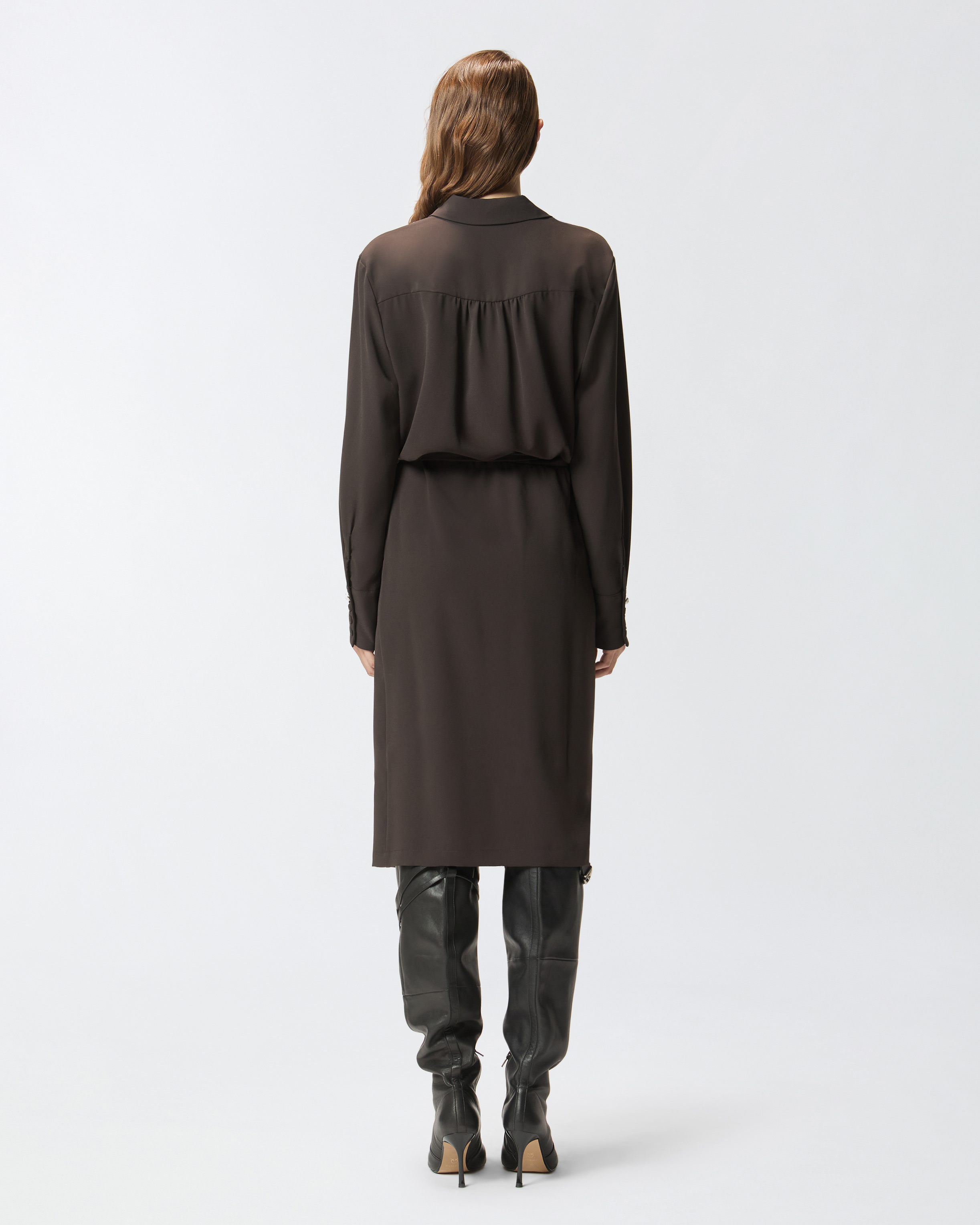 Robe chemise midi ceinturée 2