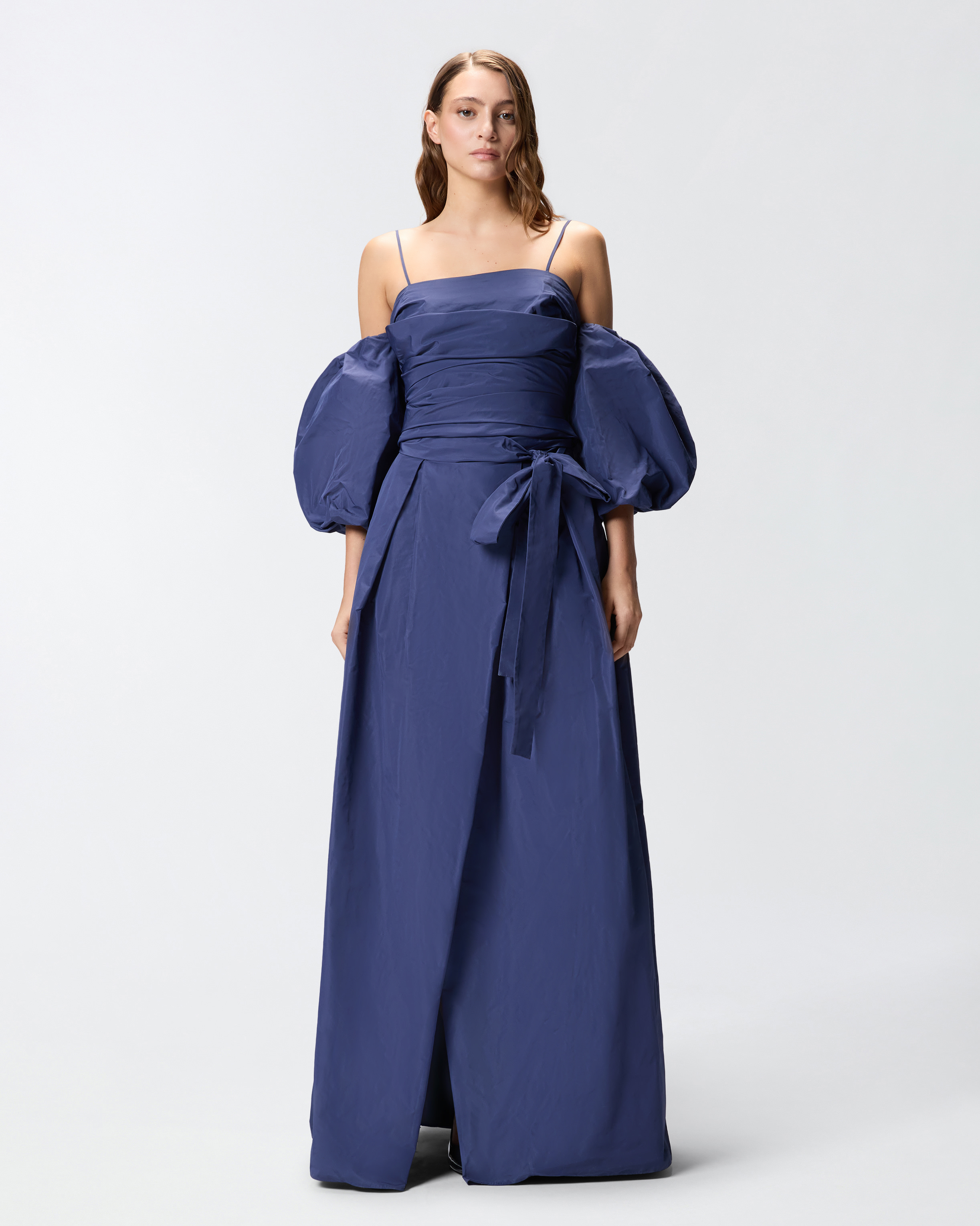 腰带款阔摆长款半裙 - 蓝色 - large | Pinko 