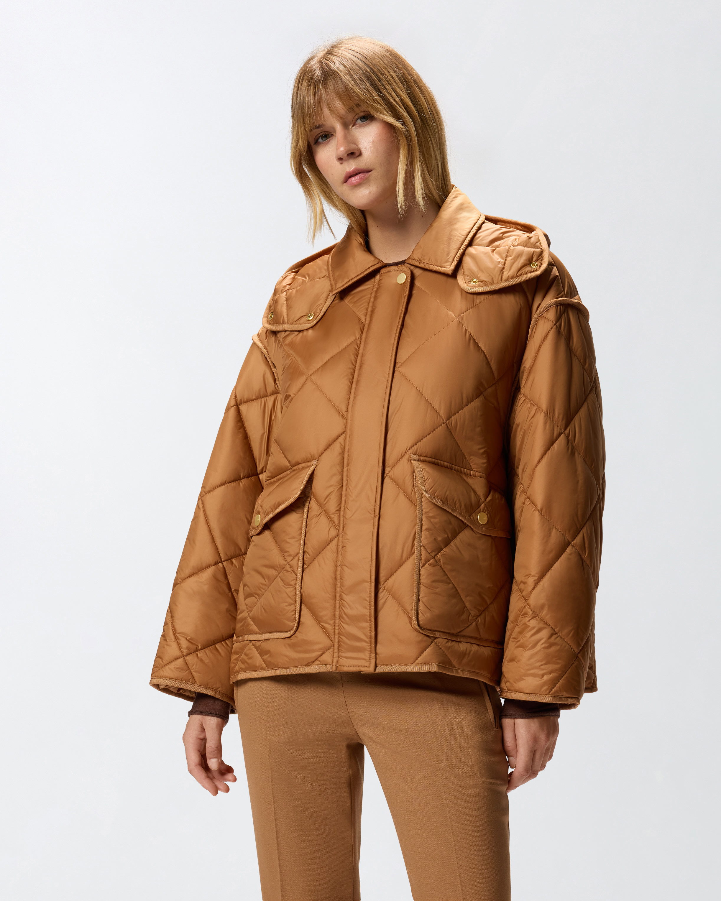 Caban aus Funktionsgewebe mit Steppnähten - Beige - large | Pinko 