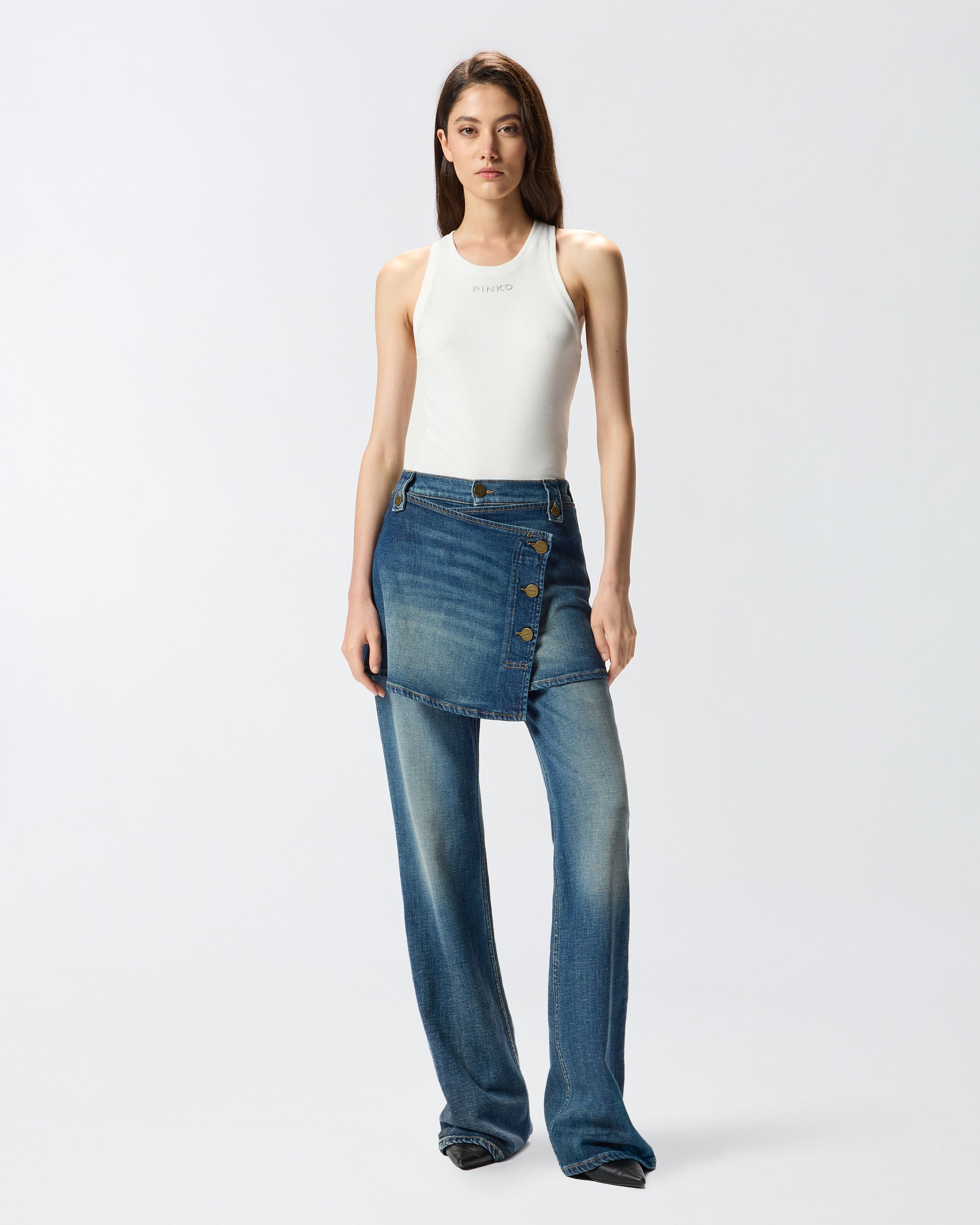 Pinko Flared Jeans With Removable Miniskirt