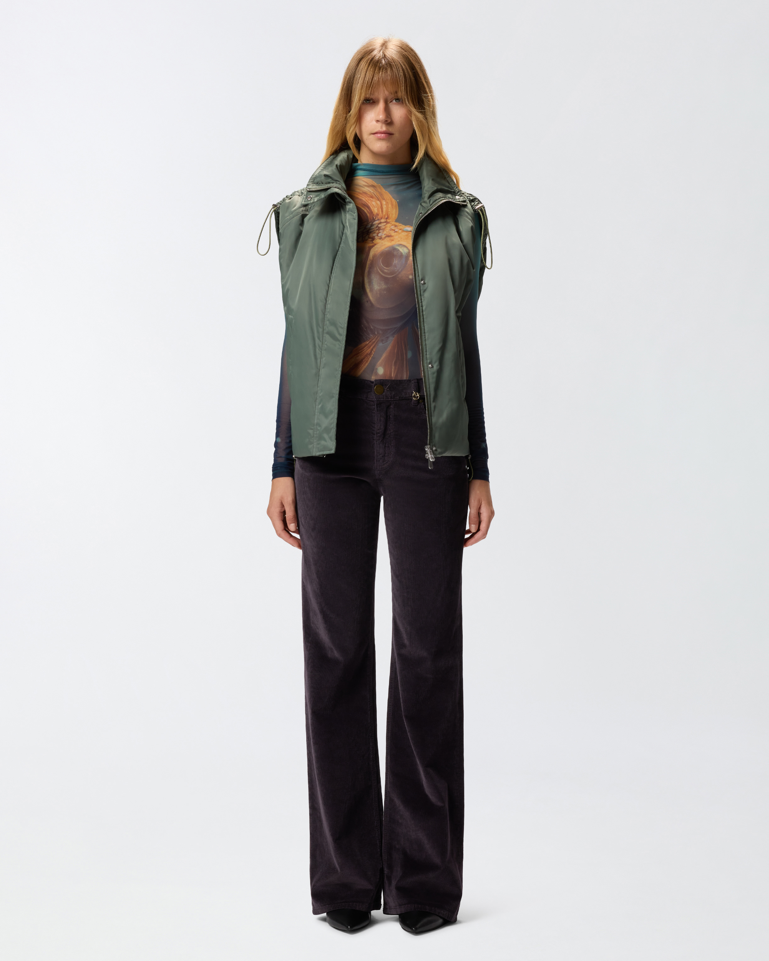 Pinko Flared Corduroy Trousers In Black