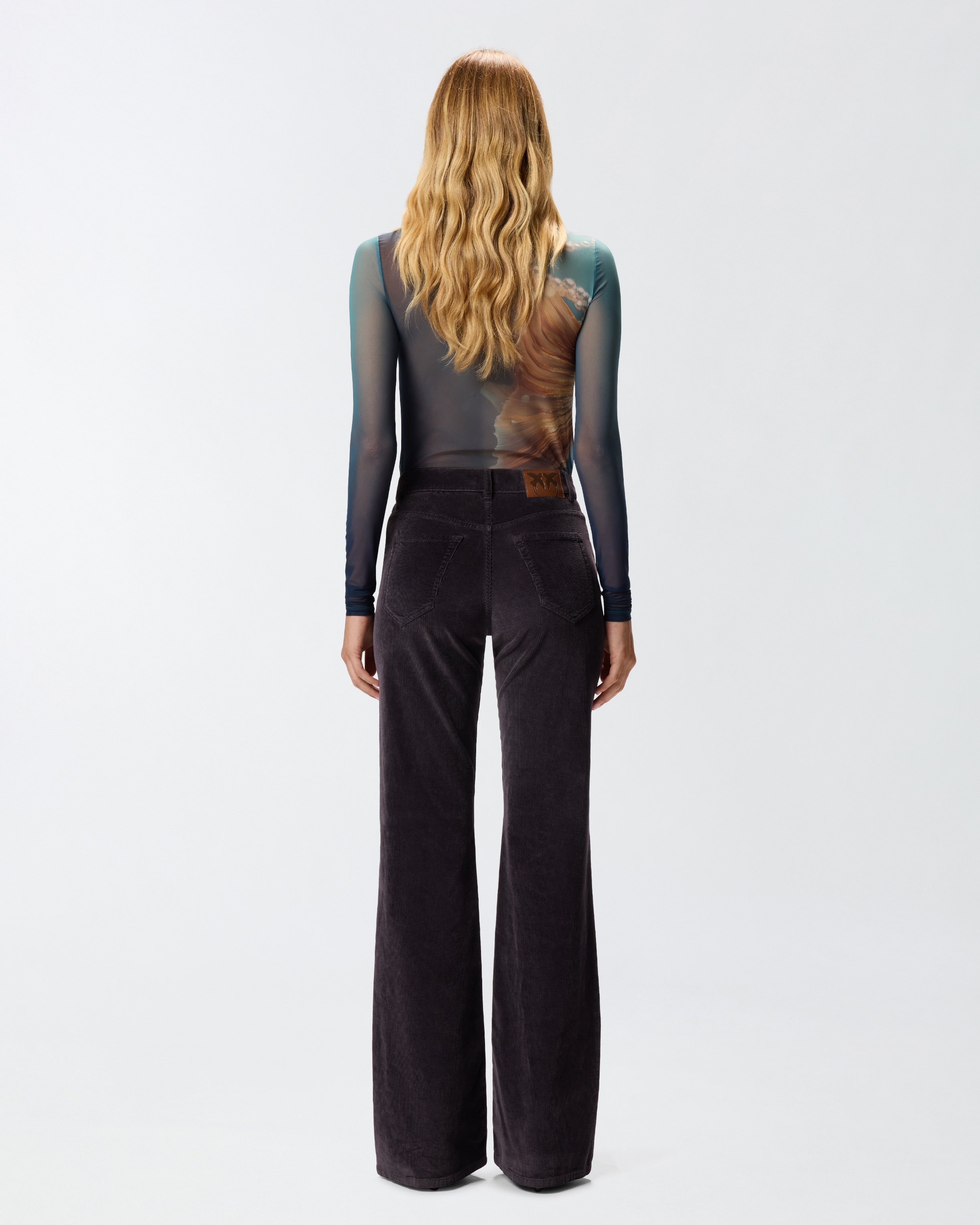 Pinko Flared Corduroy Trousers In Black