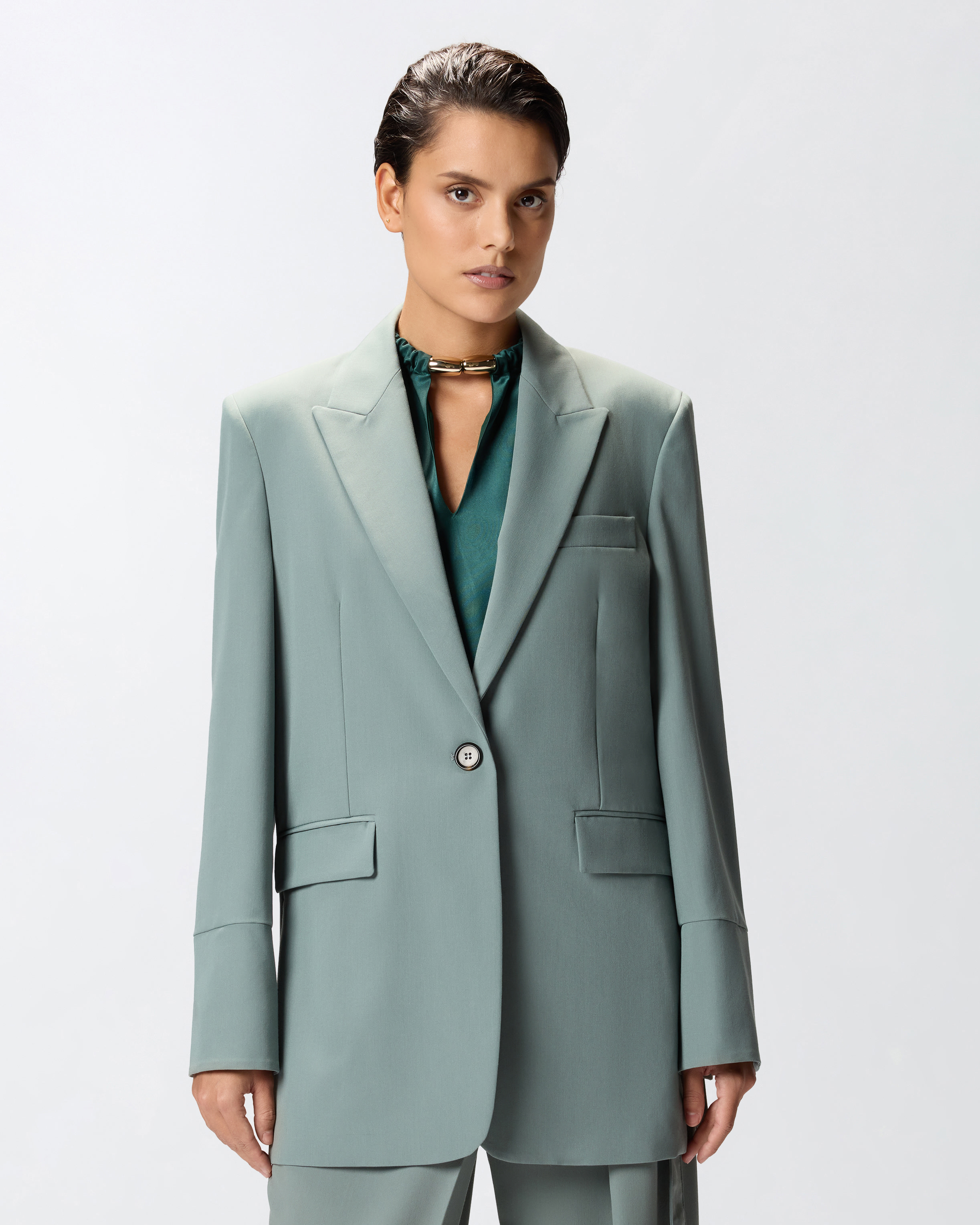 Blazer oversize stretch - Verde - large | Pinko 