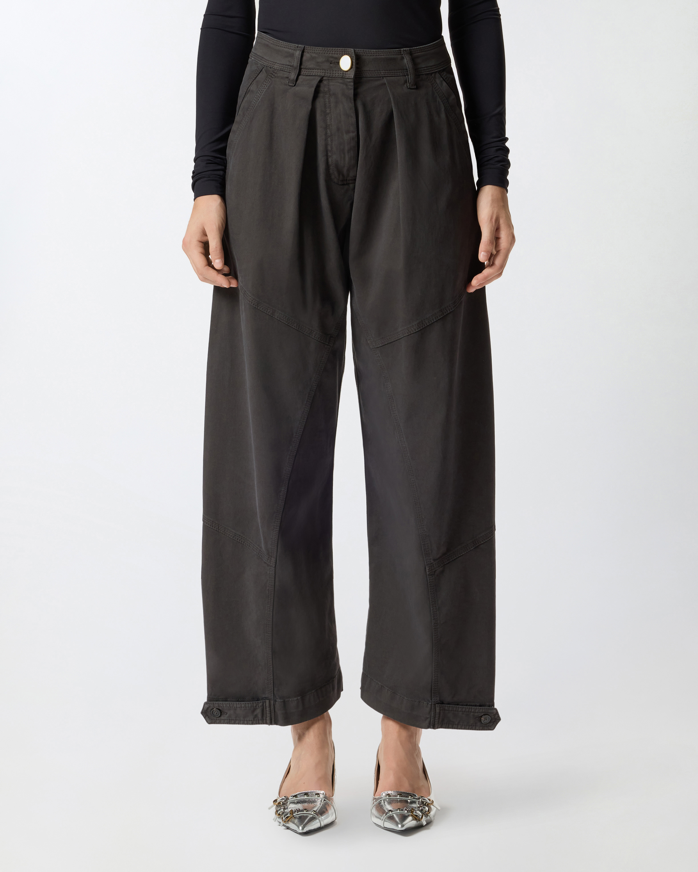 Pinko Brushed Cotton Balloon Trousers In Black
