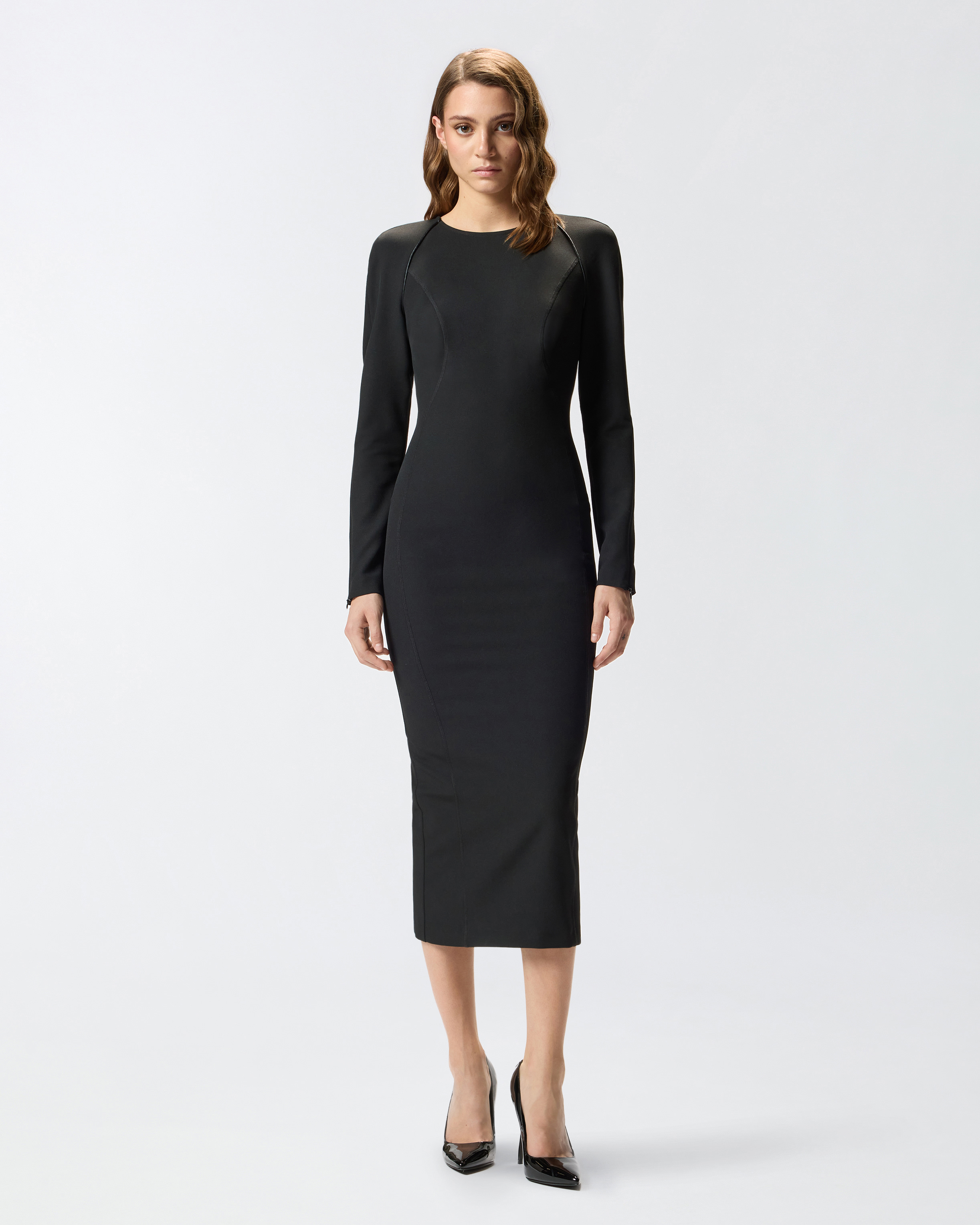 Slim-fit dress with zip - Black - large | Pinko 