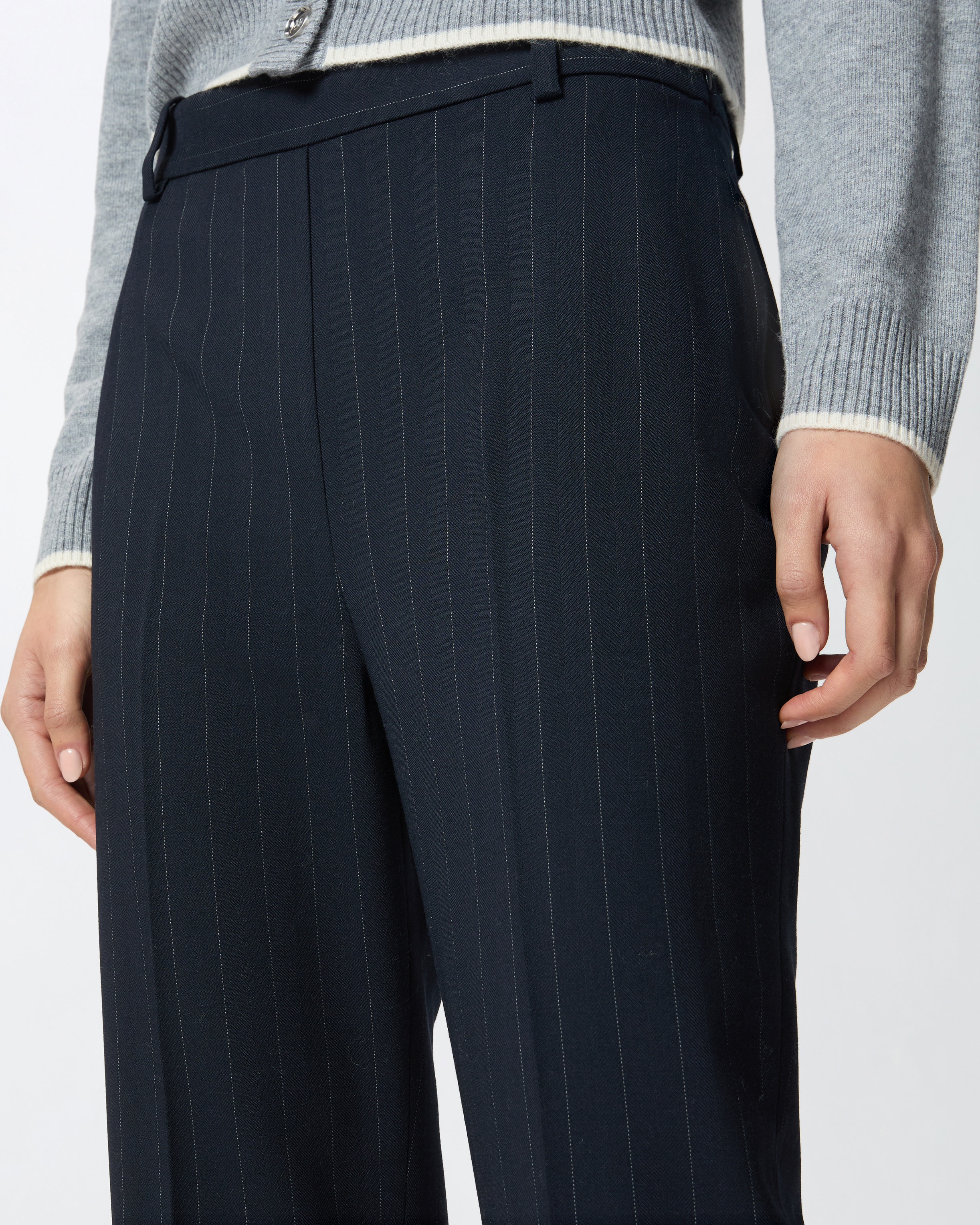Ριγέ παντελόνι σε ίσια γραμμή από σύμμεικτο μάλλινο ύφασμα 3
