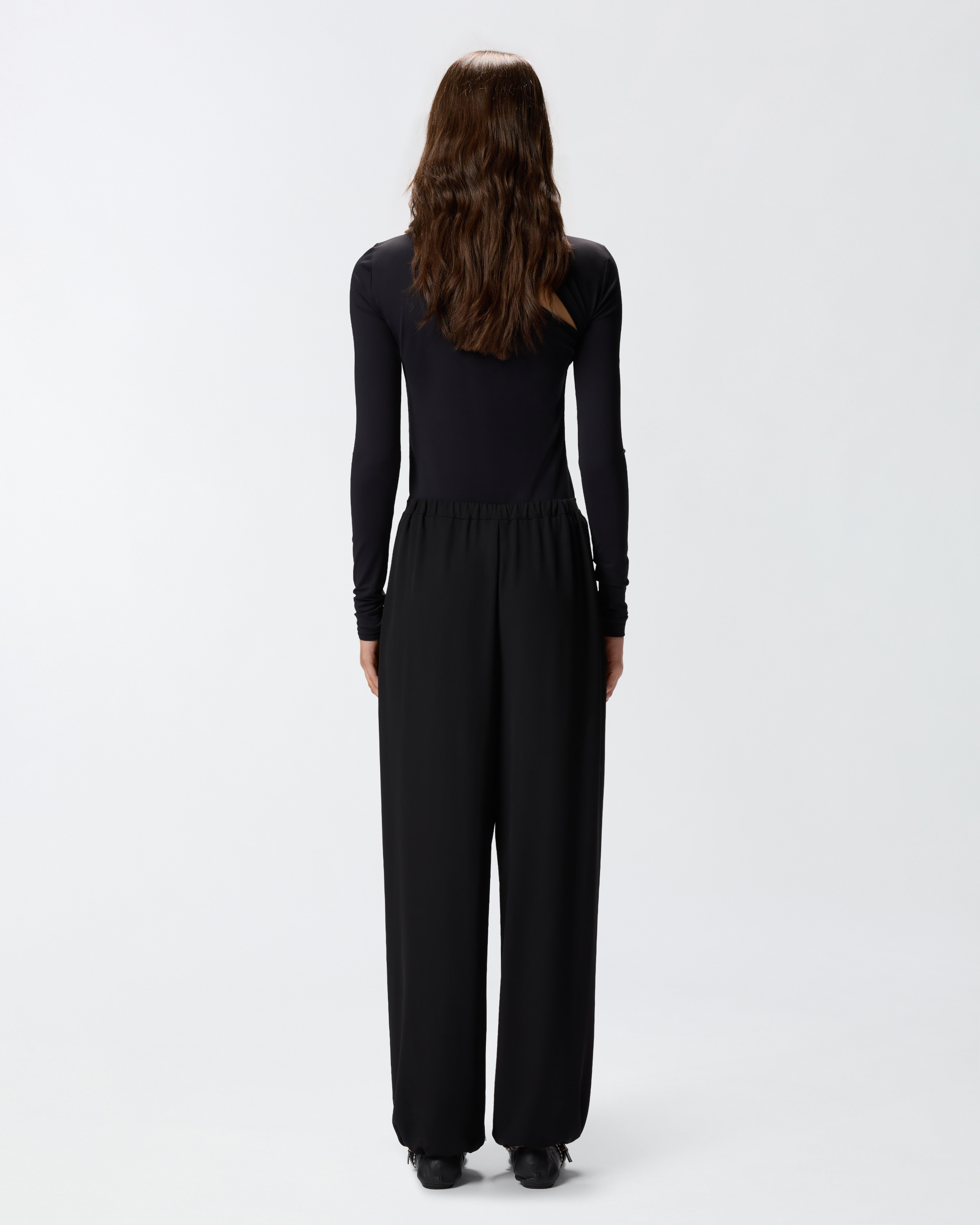 Pinko Wide-leg Trousers With Elastic Waist In Black