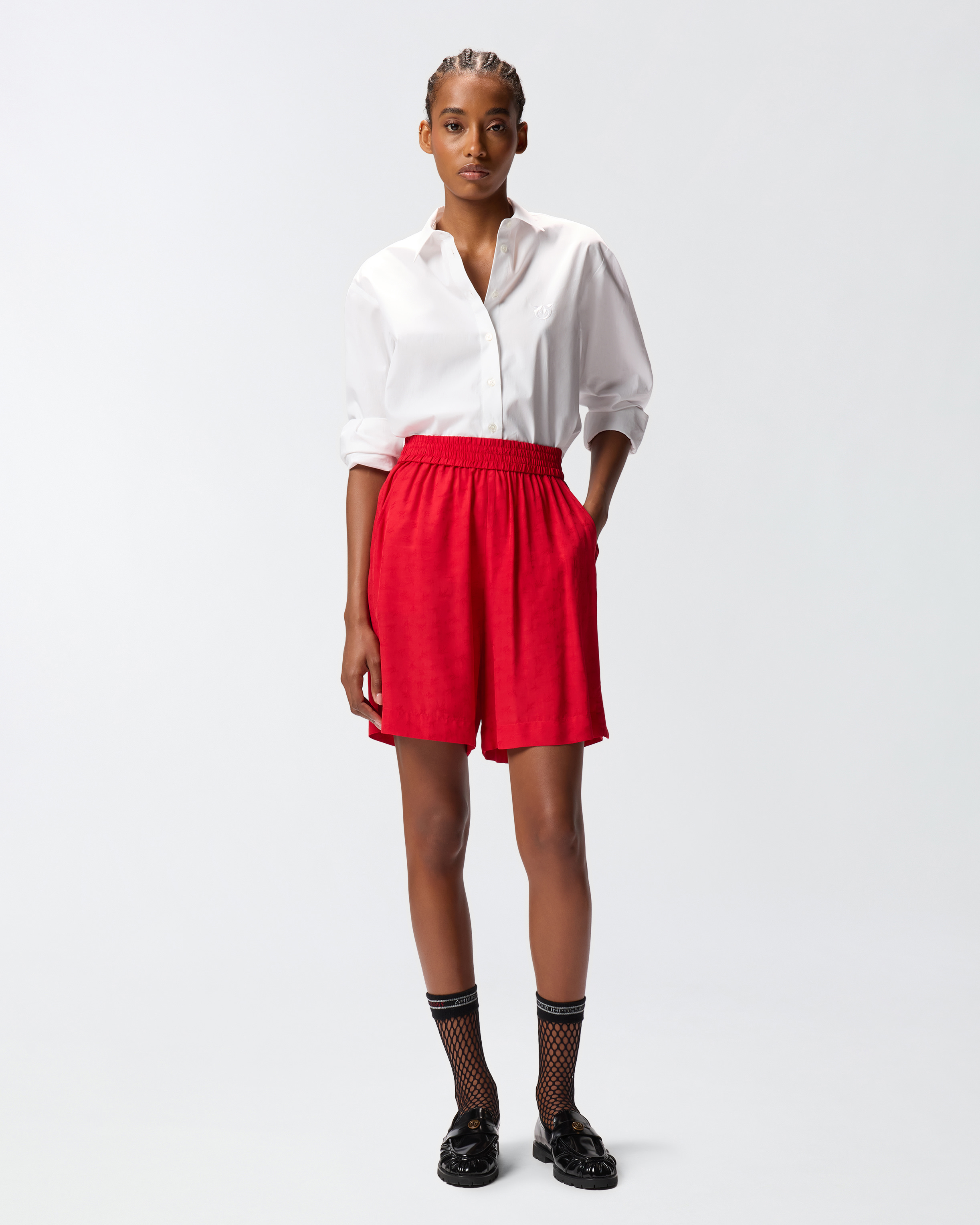 Bermuda en jacquard de viscose - Rouge - large | Pinko 