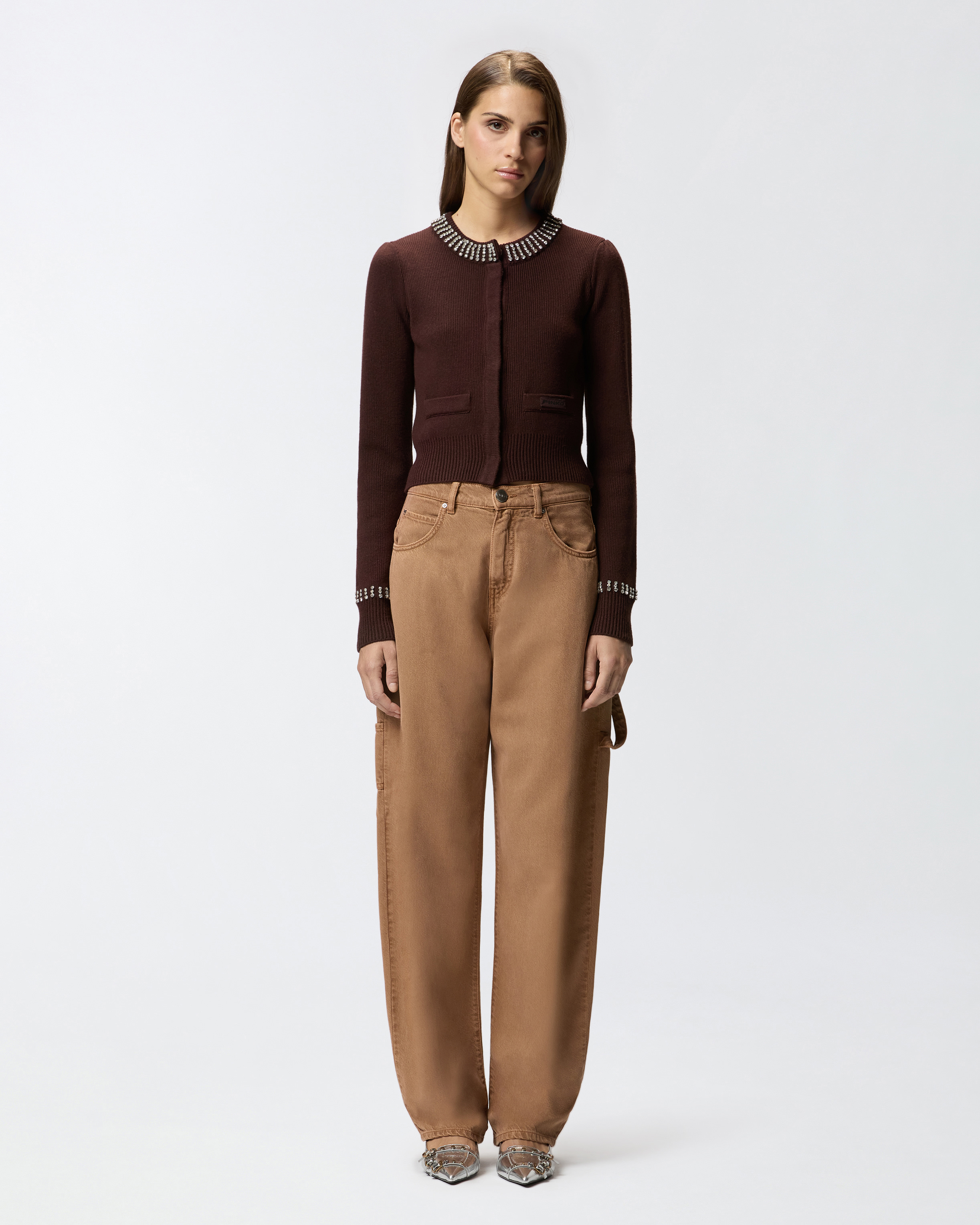 Cardigan mit Rundhalsausschnitt und Strass 1