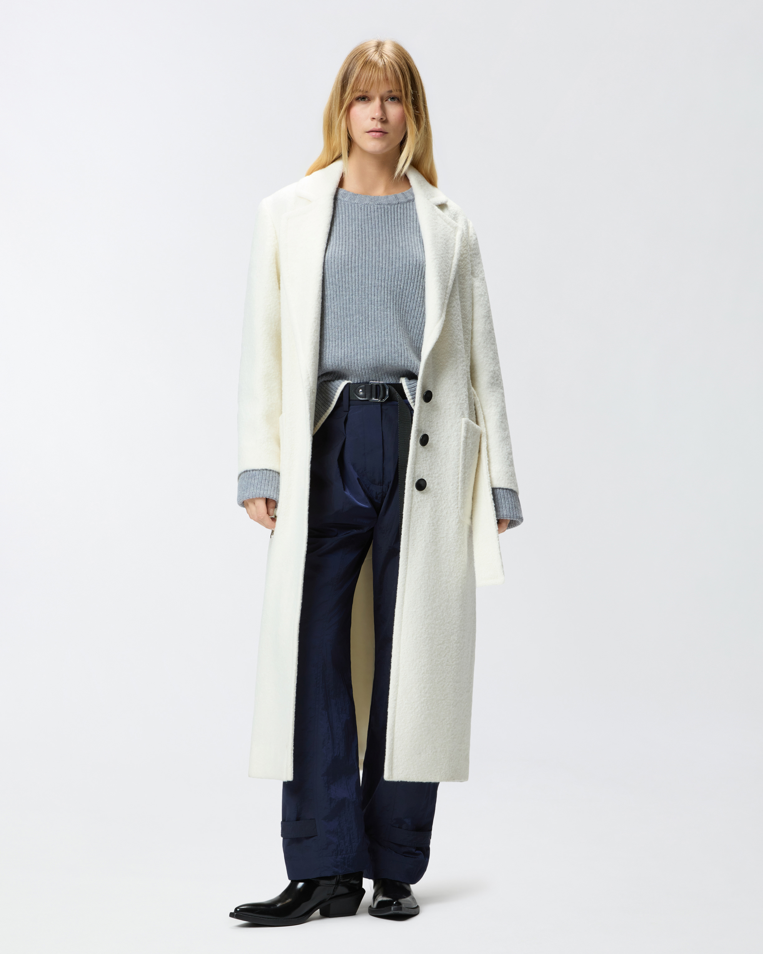 Однобортное пальто с поясом - БЕЛЫЙ - large | Pinko 