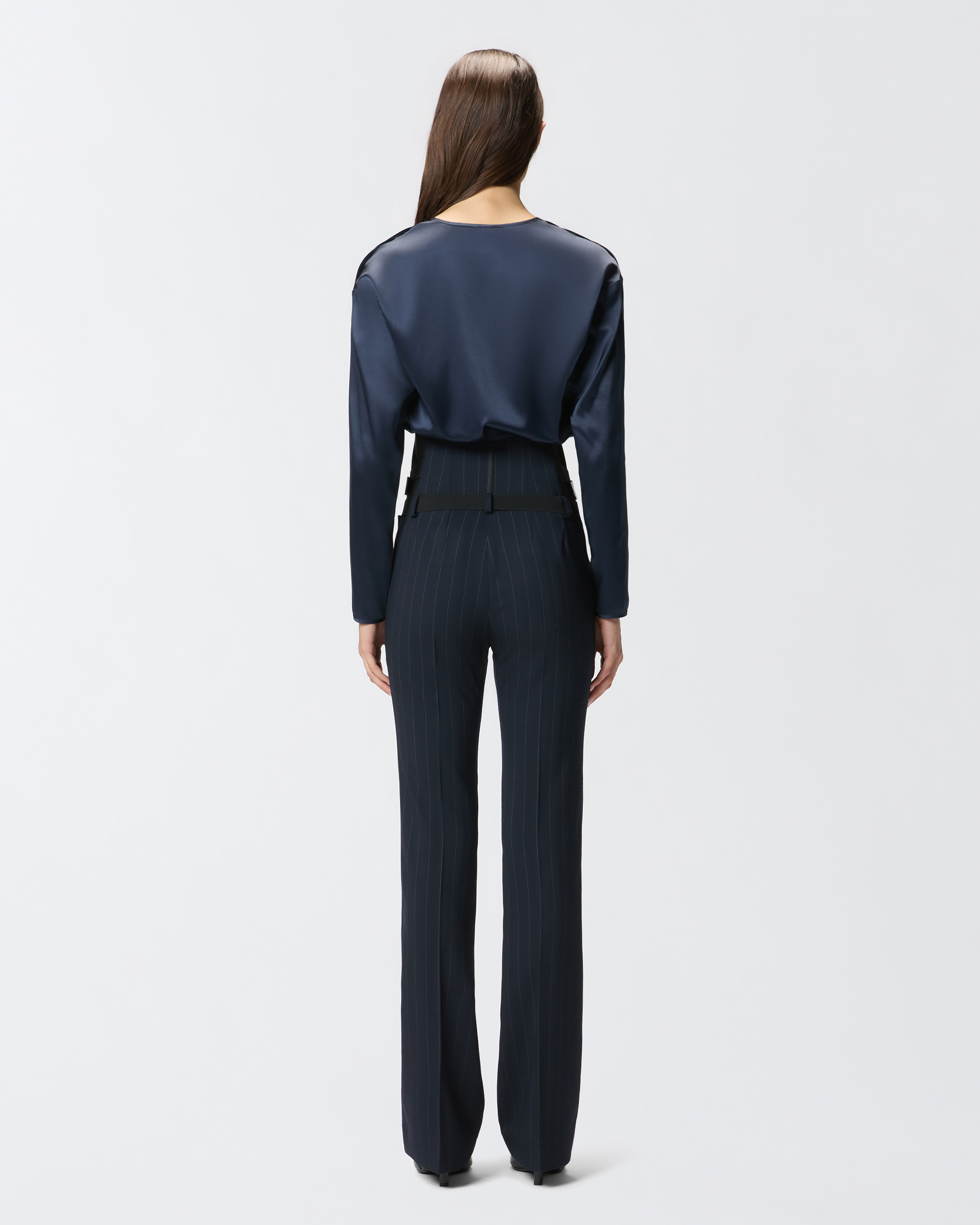 弹力色丁长袖罩衫 2