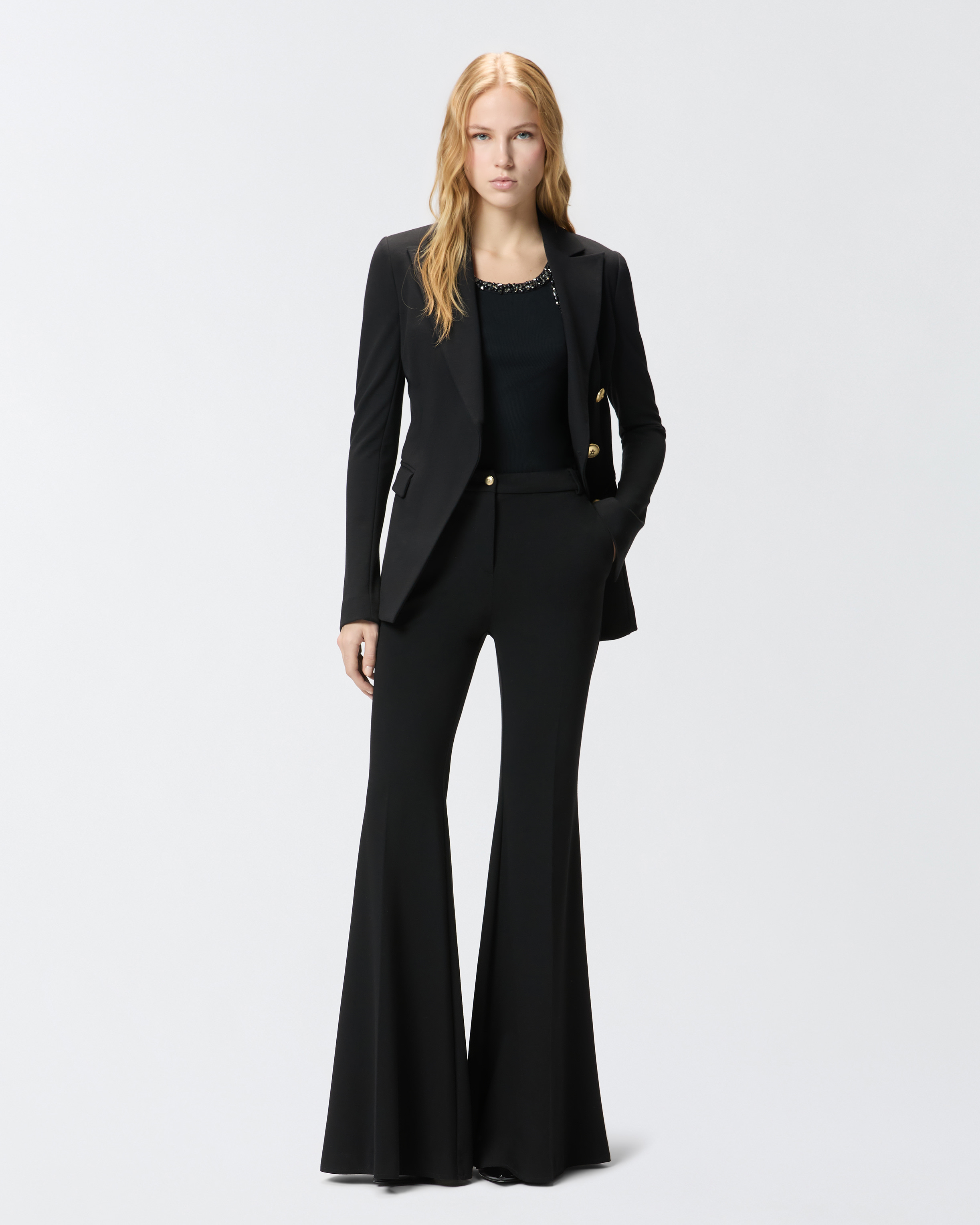 Punto Stoffa 针织喇叭裤 - 黑色 - large | Pinko 