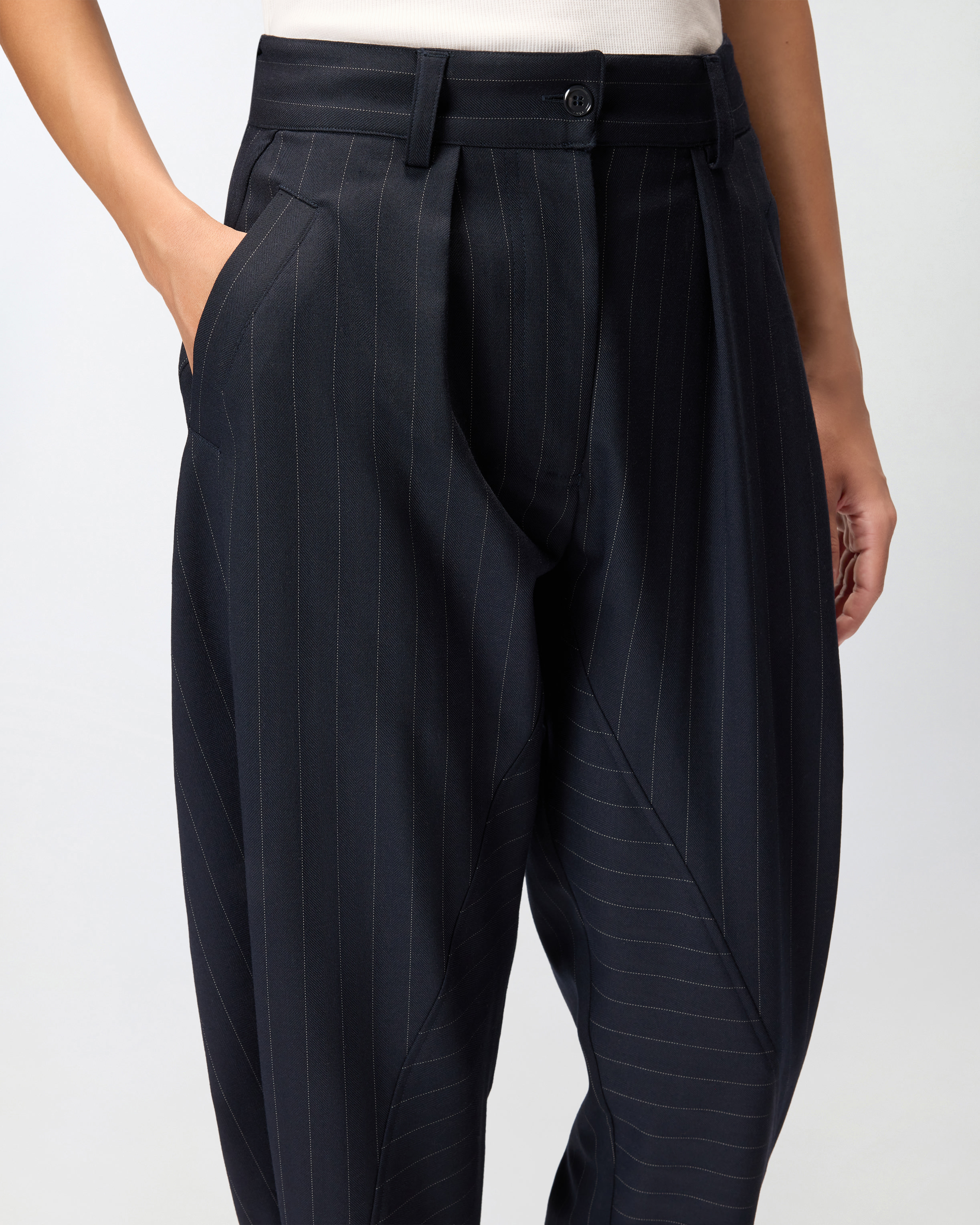 Pinko Wide Leg Pinstripe Trousers Pleated Front In Multi