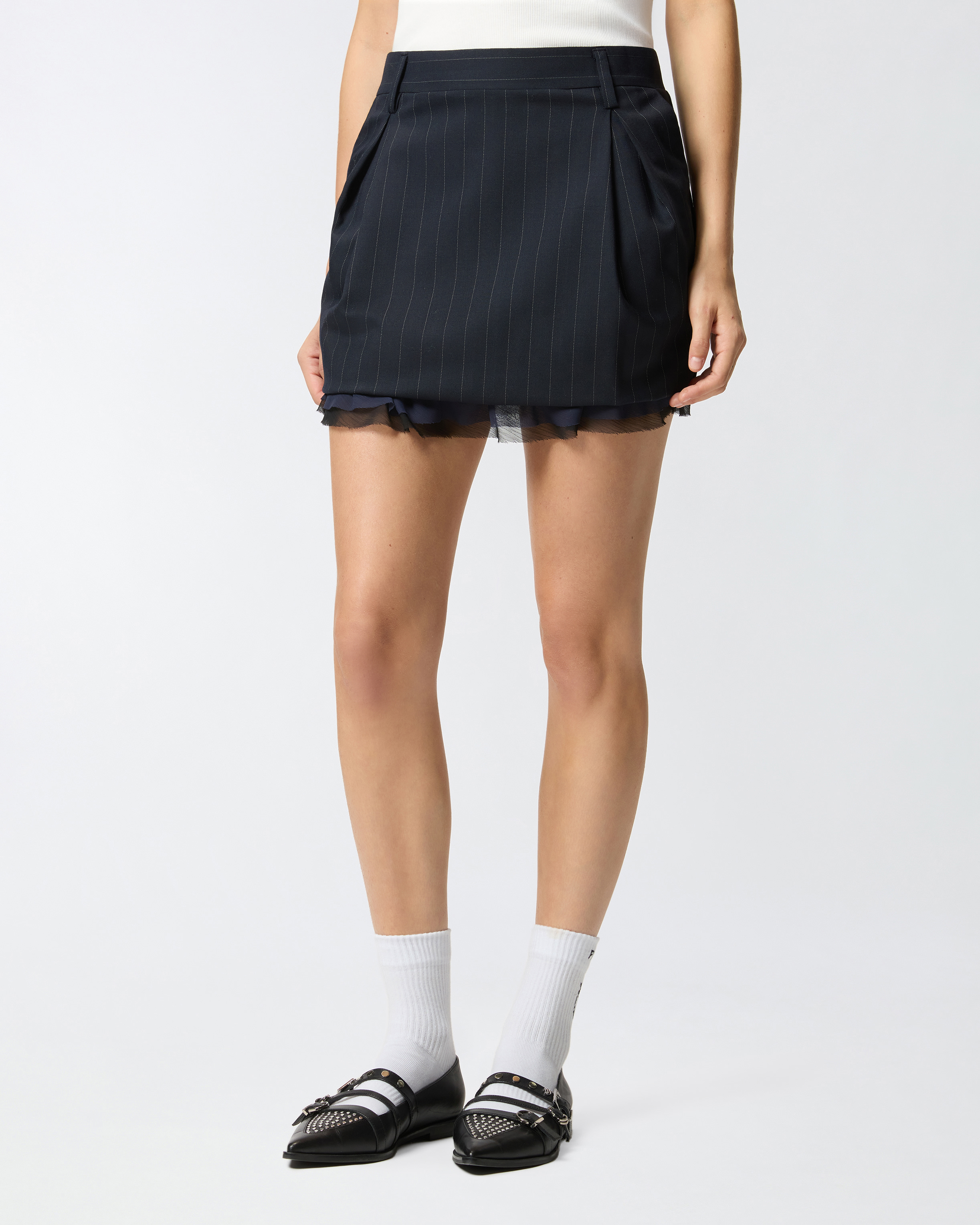 Pinko Hamburger Pinstripe-detail Mini Skirt In Blue