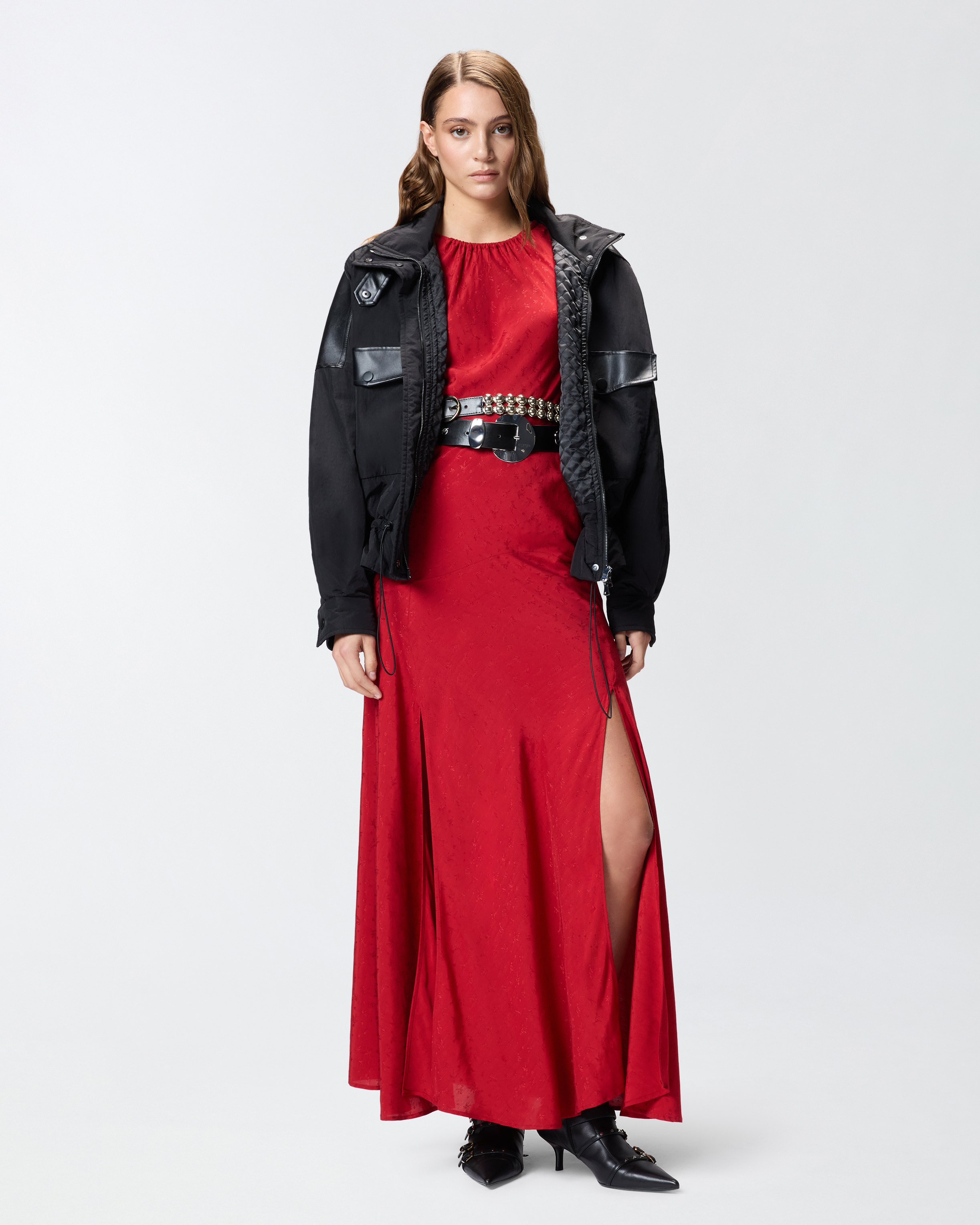 Long viscose jacquard dress 1