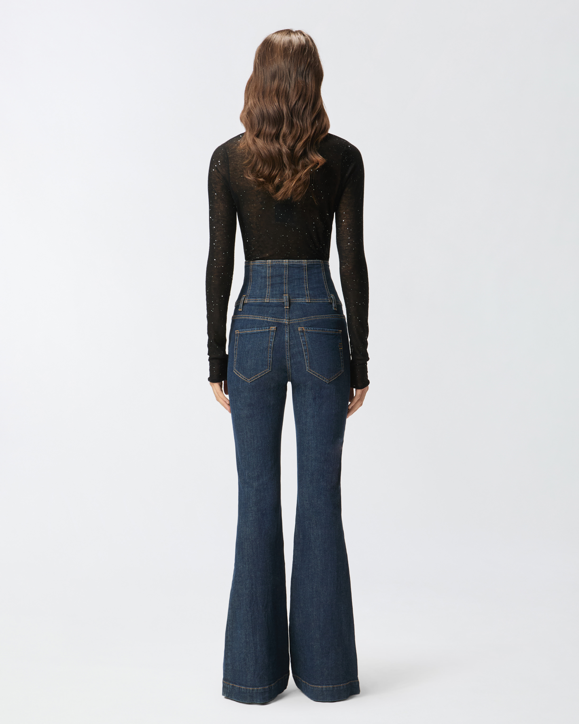 束身高腰喇叭牛仔裤 2