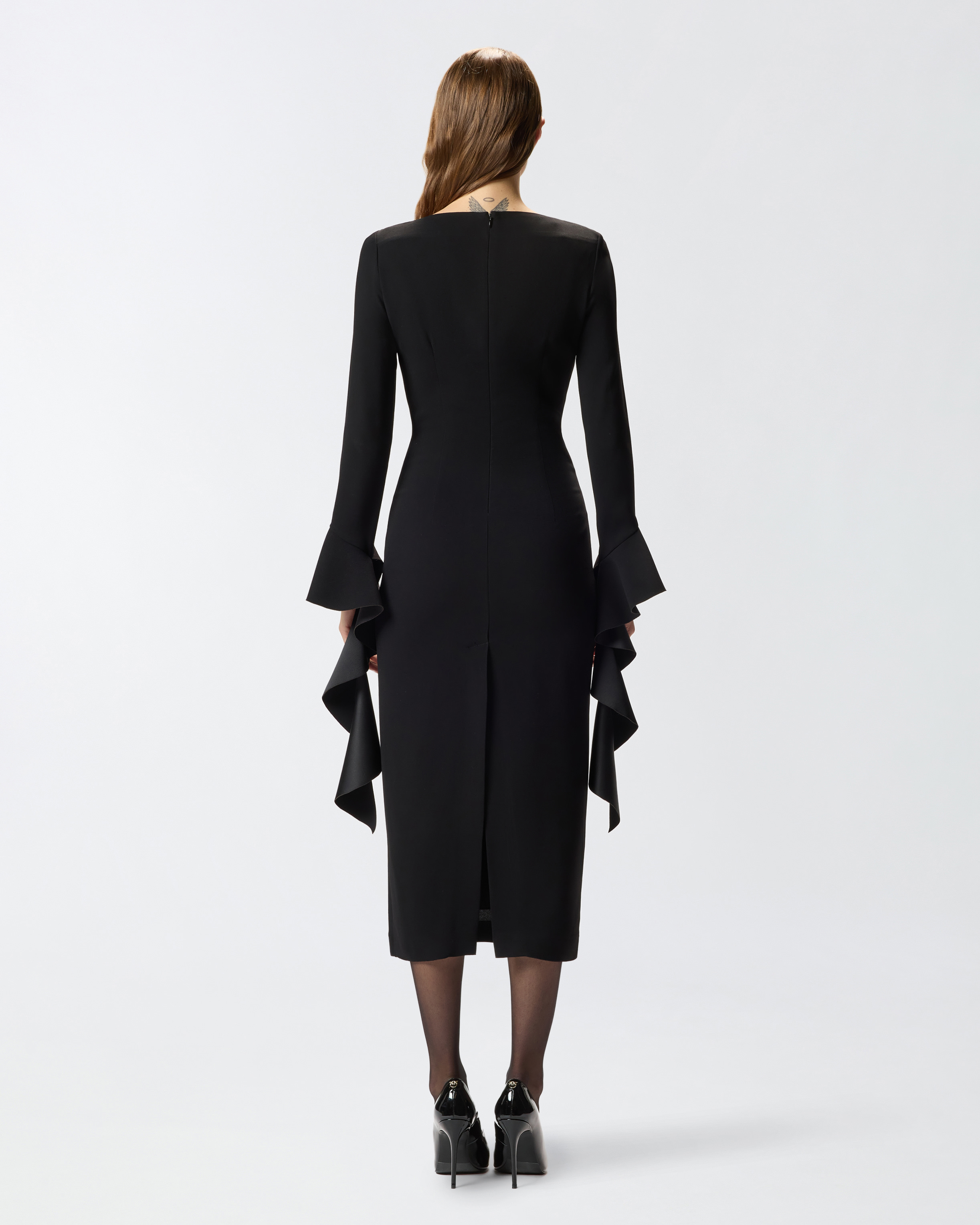 Pinko Formina Square-neck Midi Dress In Black