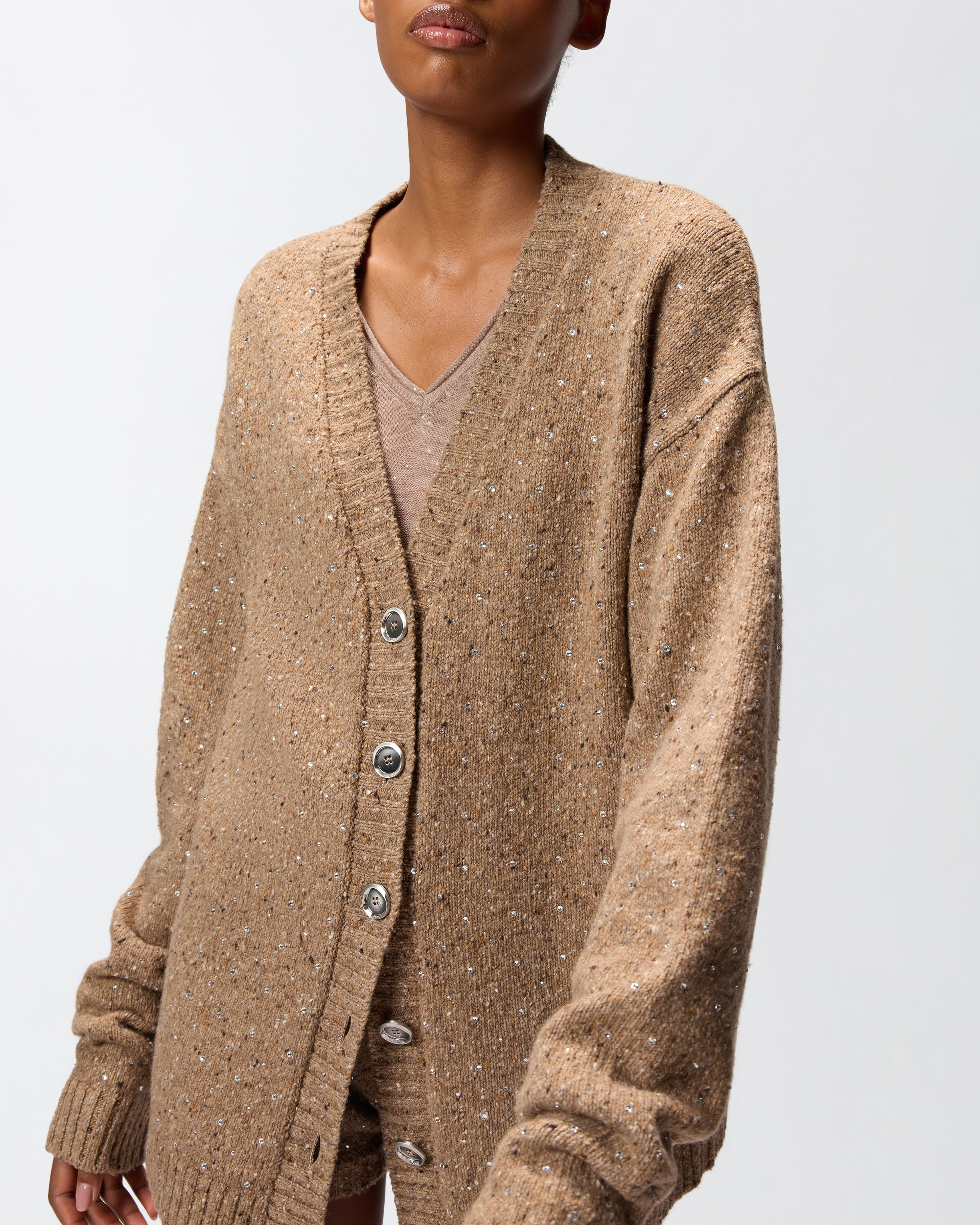 Кардиган из букле со стразами 3