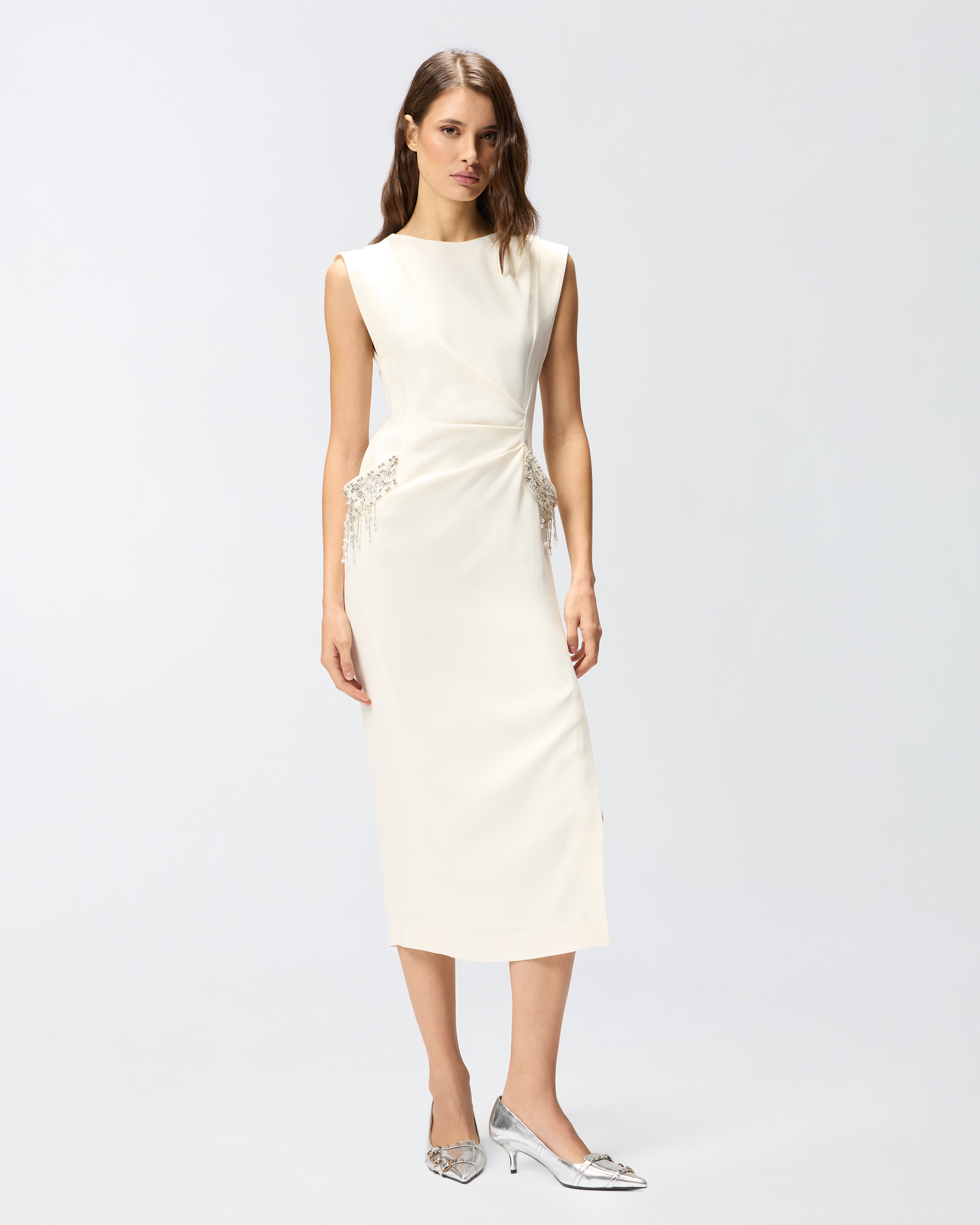 Облегающее платье с изысканной вышивкой - БЕЛЫЙ - large | Pinko 