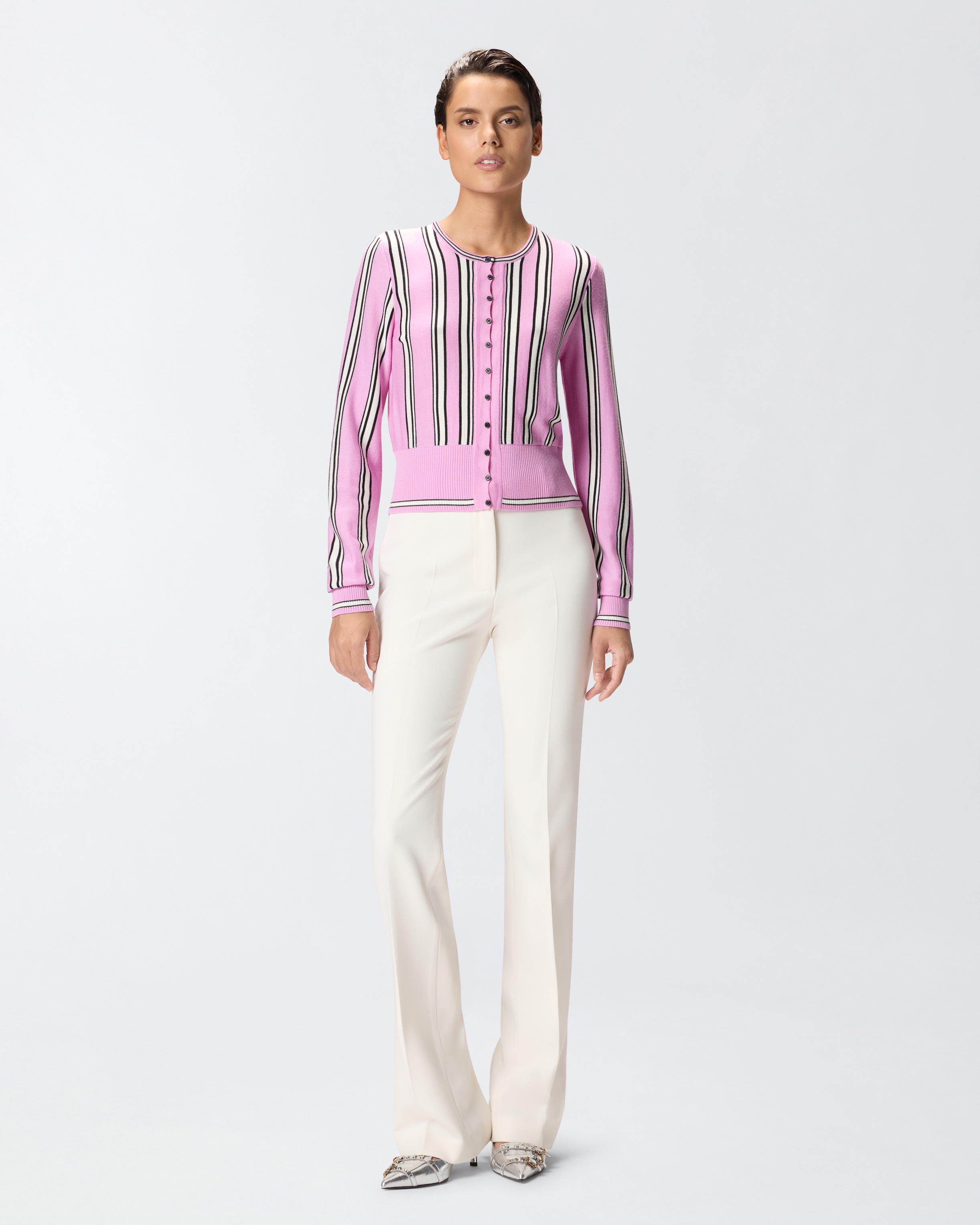 Cardigan a righe multicolor 1