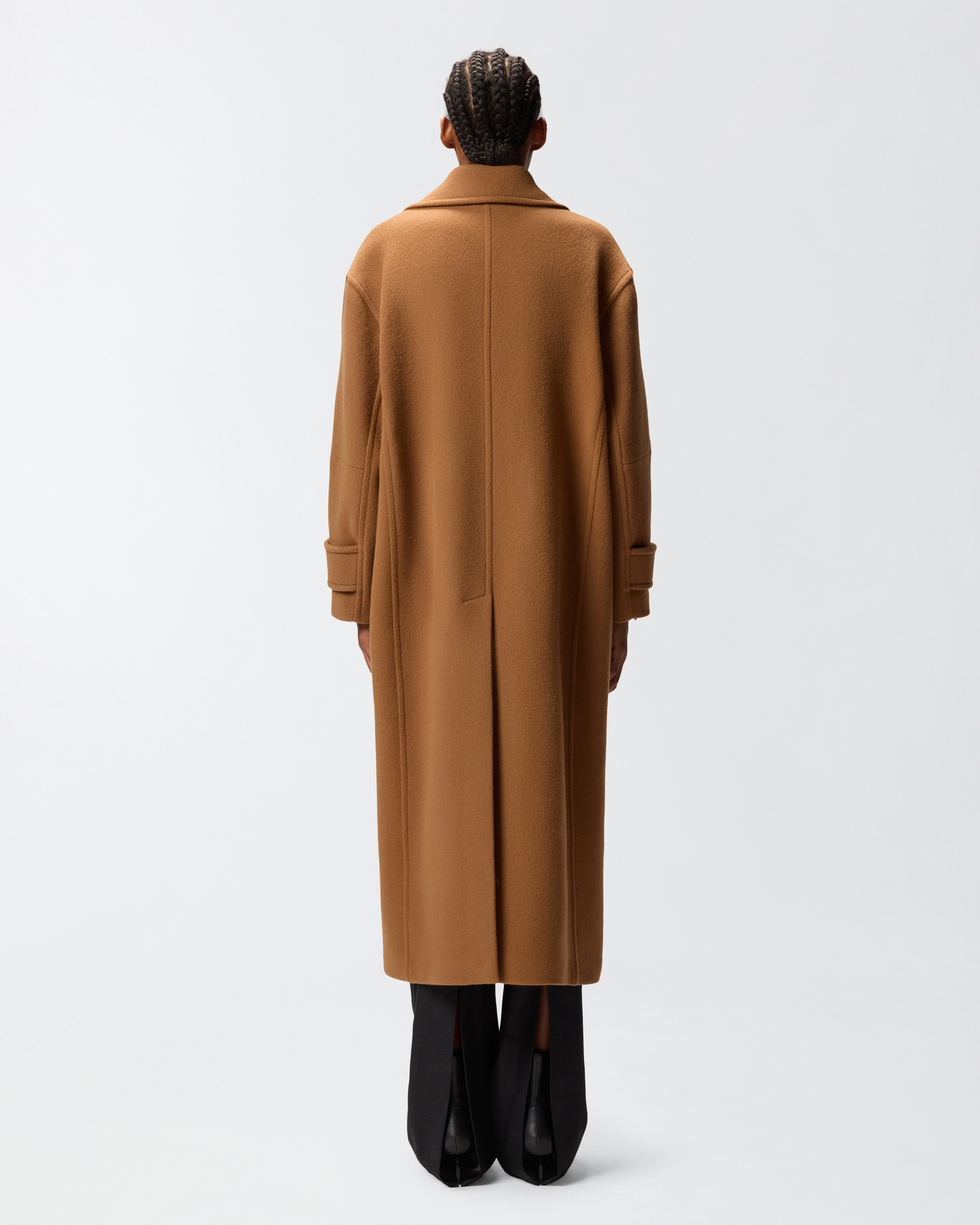 Pinko Long Double-breasted Wool-blend Cloth Coat In Brown