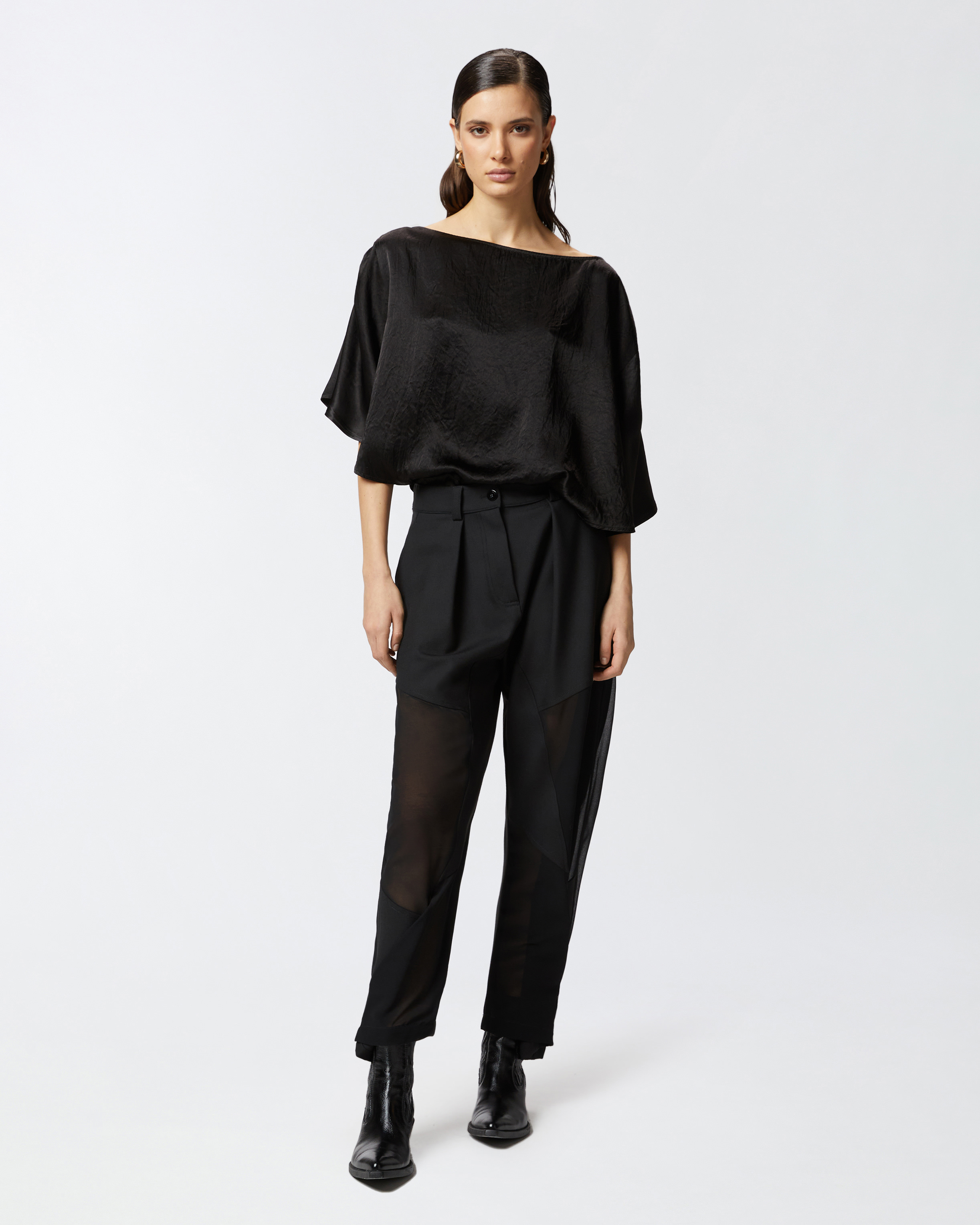 Pinko P-pants Trousers In Technical Fabric With In Limo Black