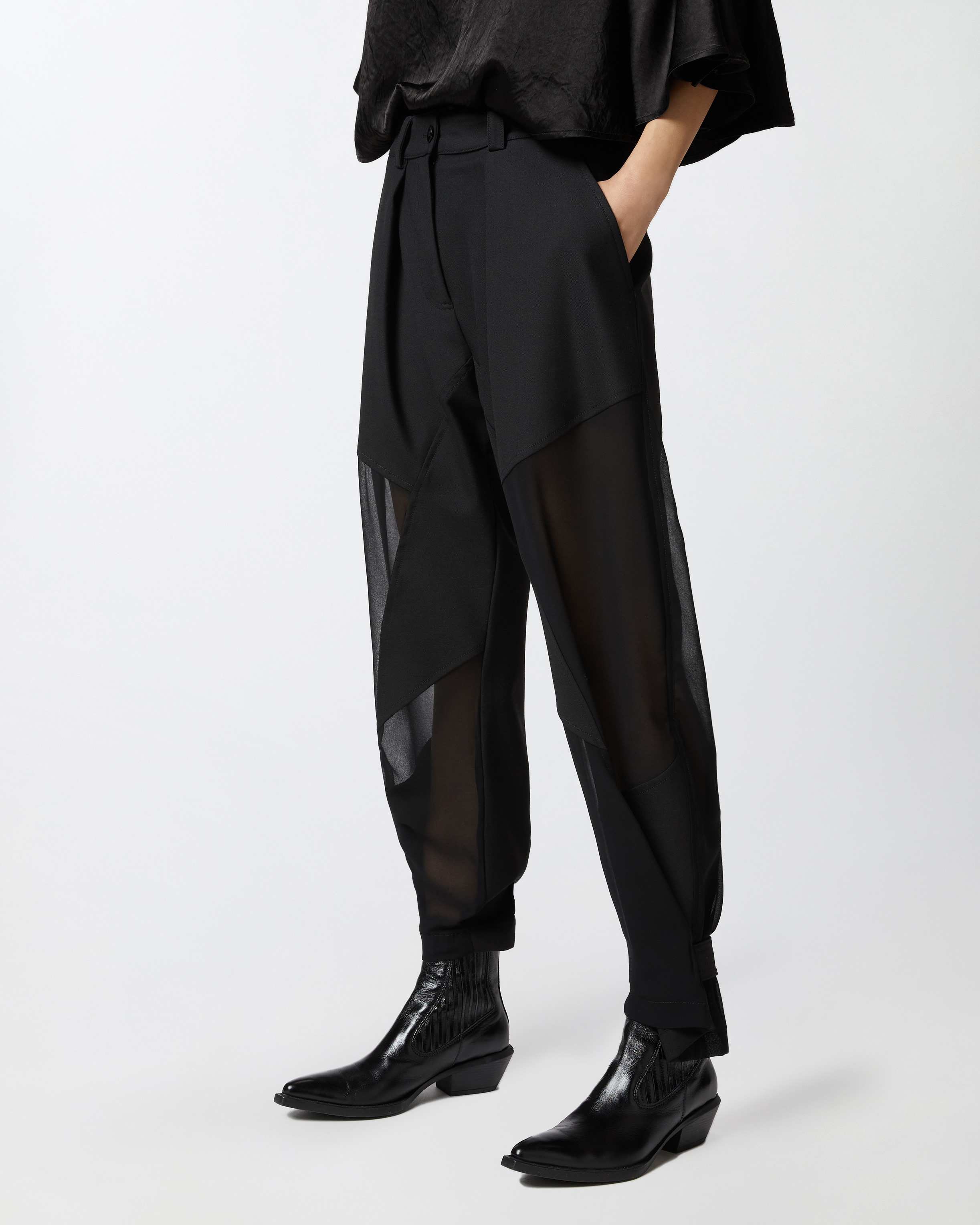 Pinko P-pants Trousers In Technical Fabric With In Limo Black