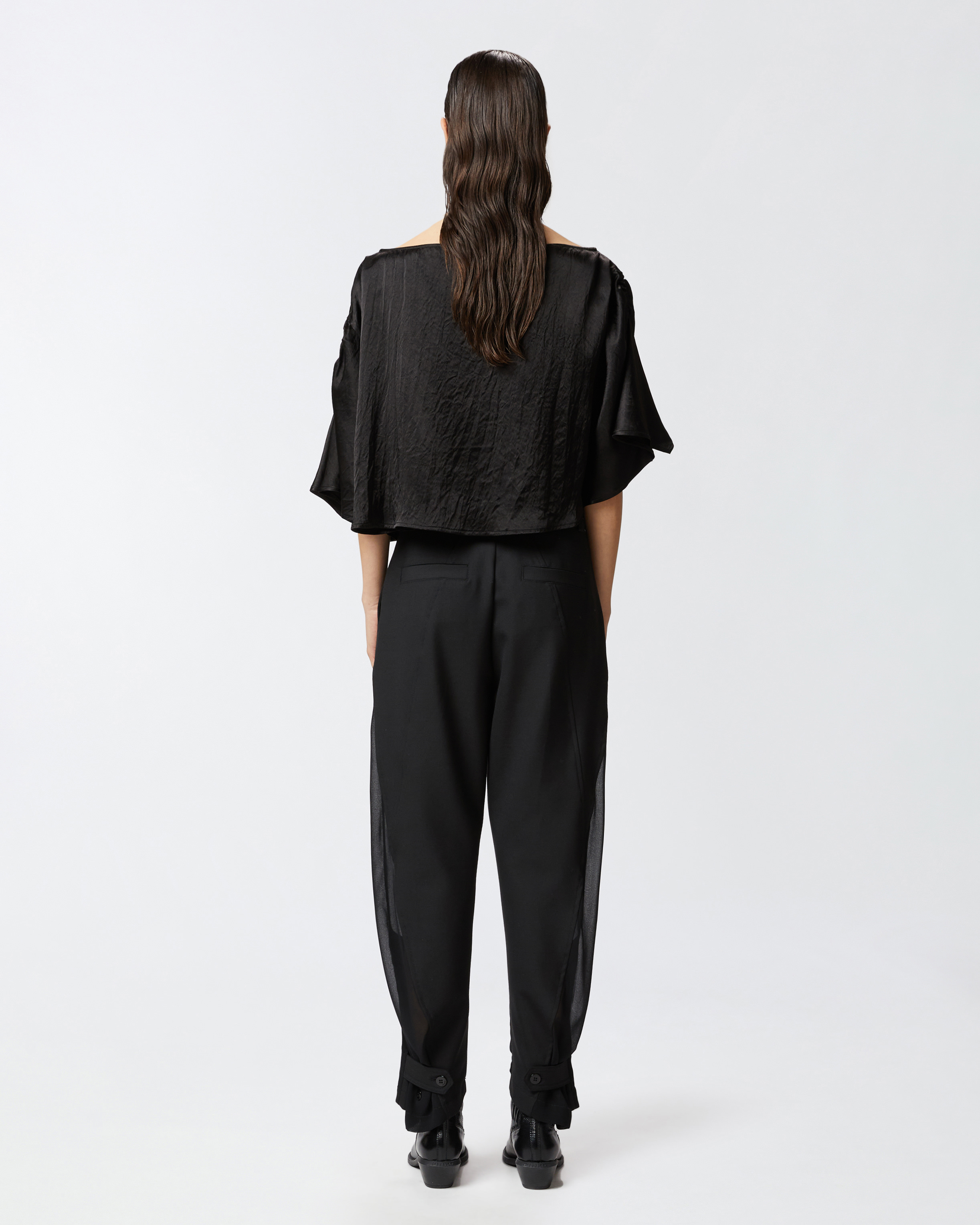 Pinko P-pants Trousers In Technical Fabric With In Limo Black