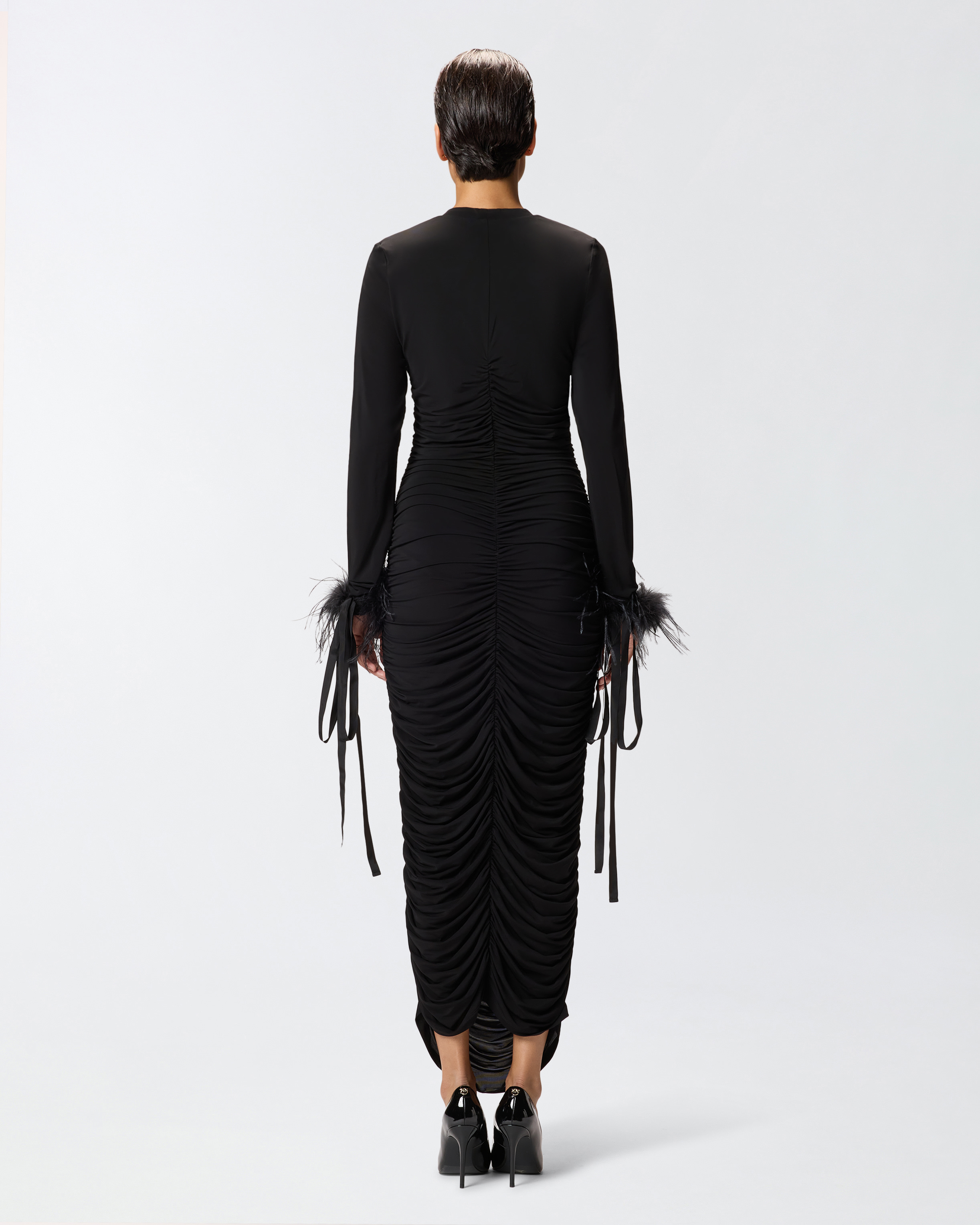 Robe drapée à col V 2