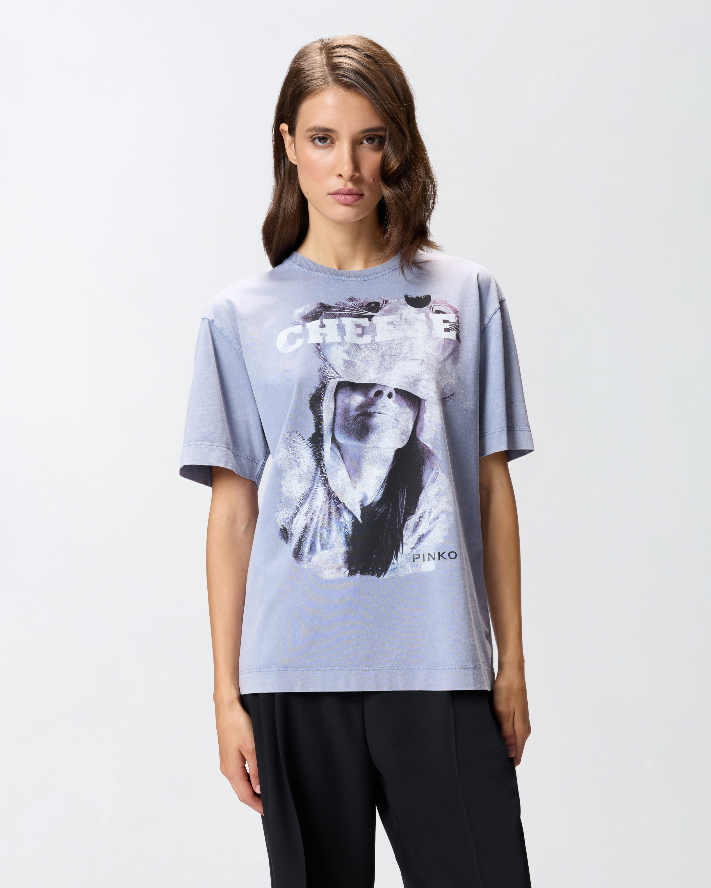 CHEESE-print T-shirt - Grey - large | Pinko 