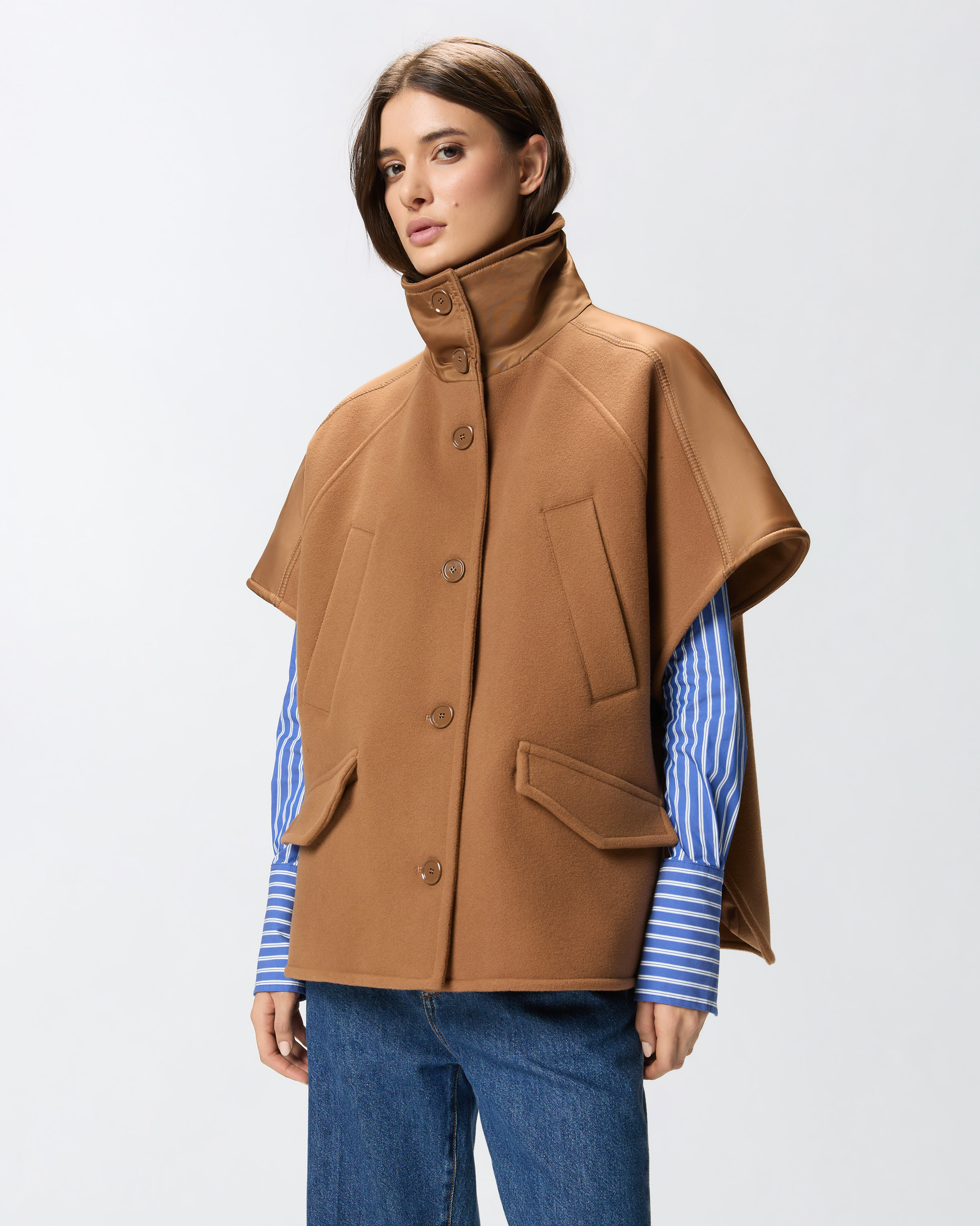 粗呢高领卡班大衣 - 非洲大地 - large | Pinko 