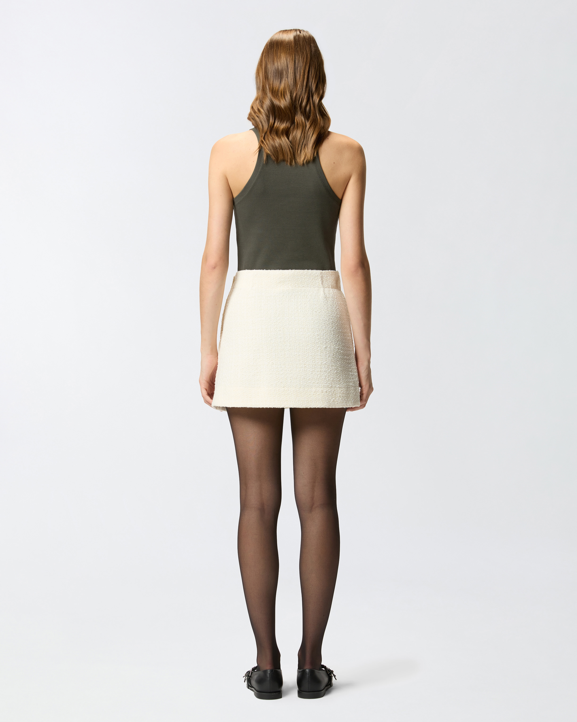 Мини-юбка с запахом из букле на основе хлопка и шерсти 2