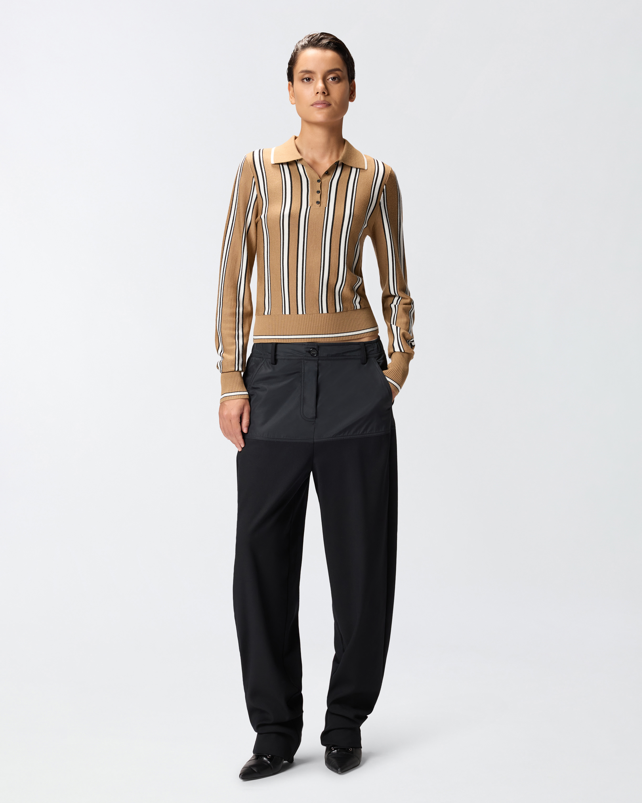 Jersey estilo polo a rayas multicolor 1