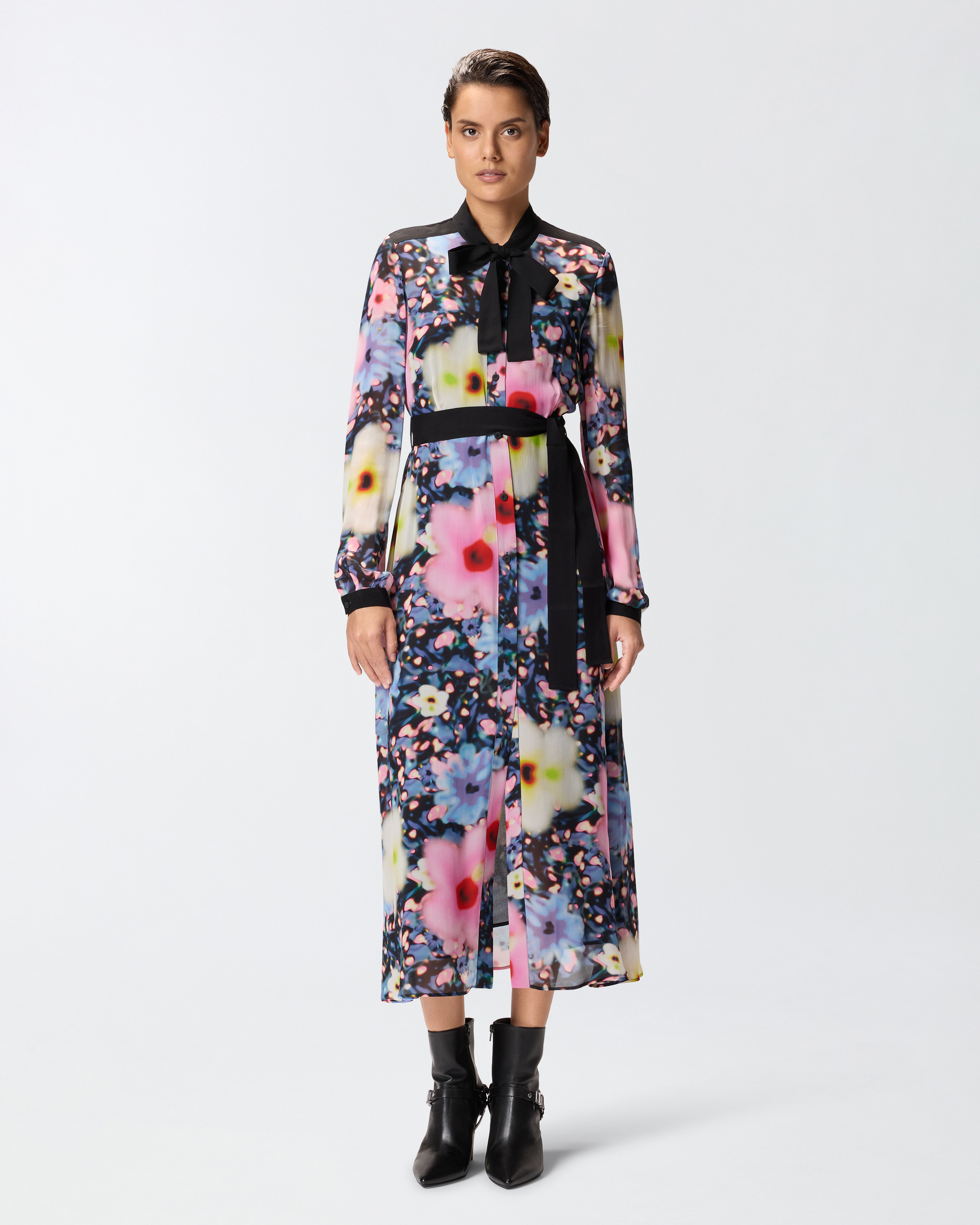Floral shirt dress - Black, Multicolor, Pink - large | Pinko 