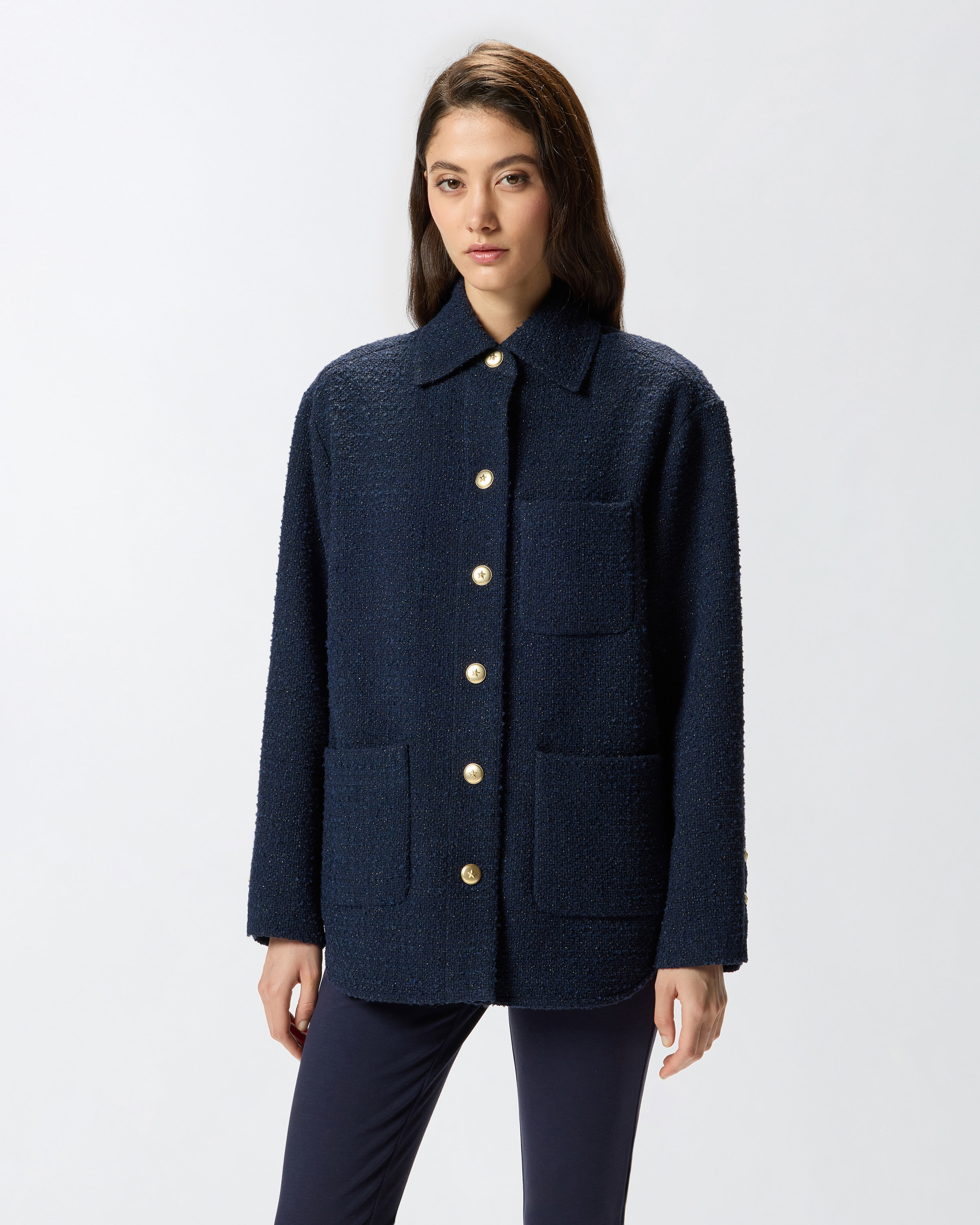 OSTKAKA ♥ Tweed Single Long Jacket /追跡付 Roundneck Single Tweed Jacket (black)_Lucir zu - 코오롱몰