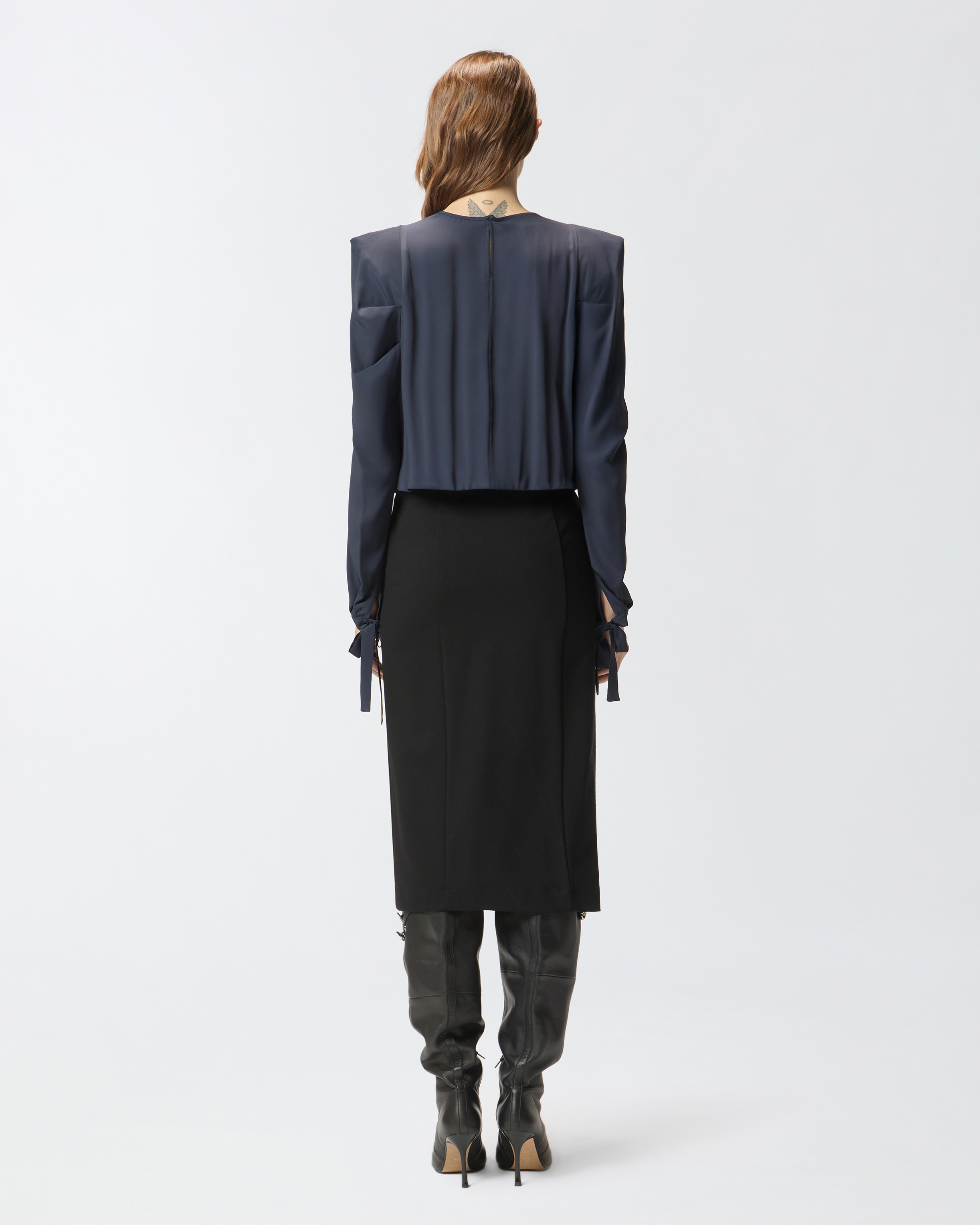 Robe mi-longue cintrée bi-matière 2