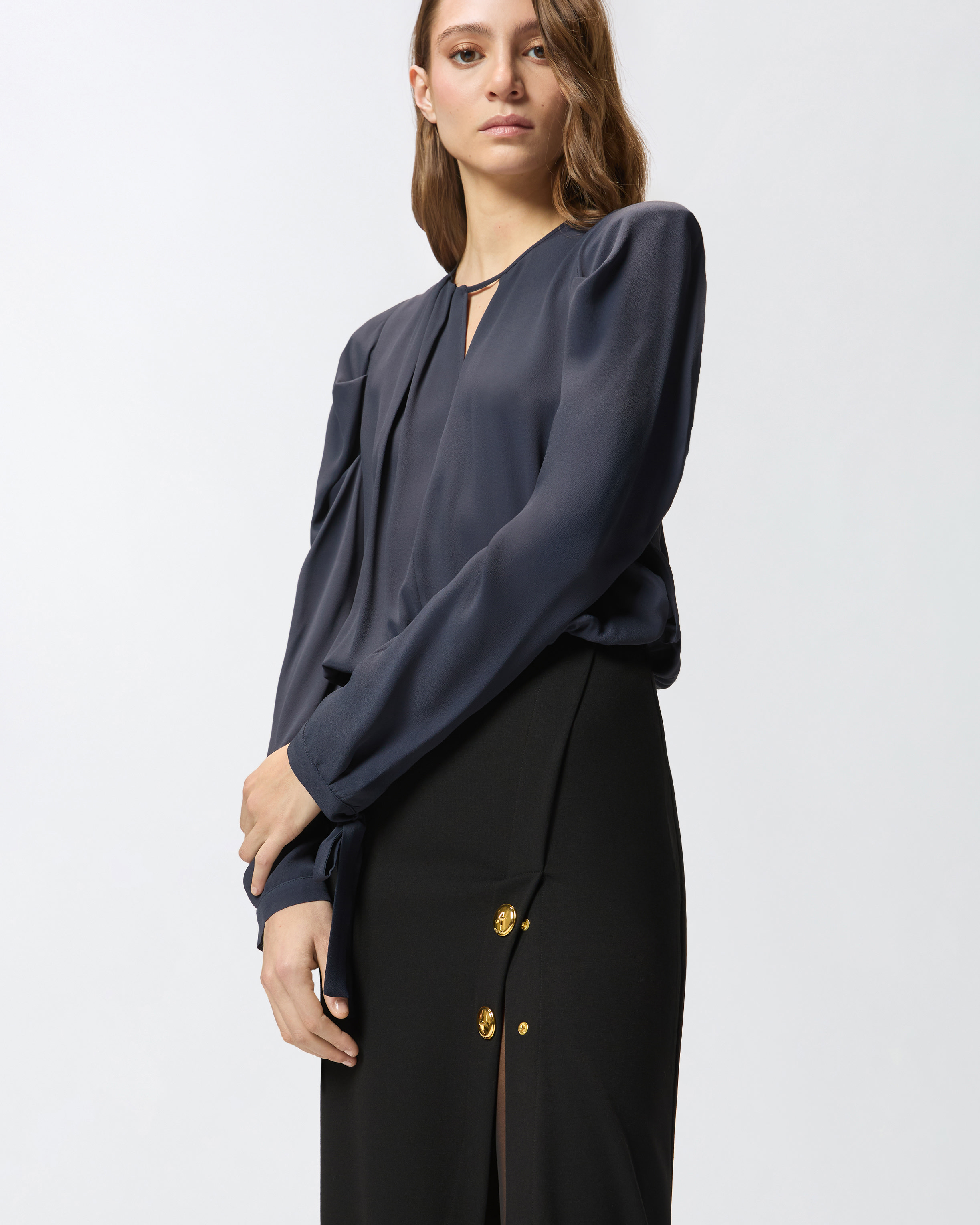 Robe mi-longue cintrée bi-matière 3