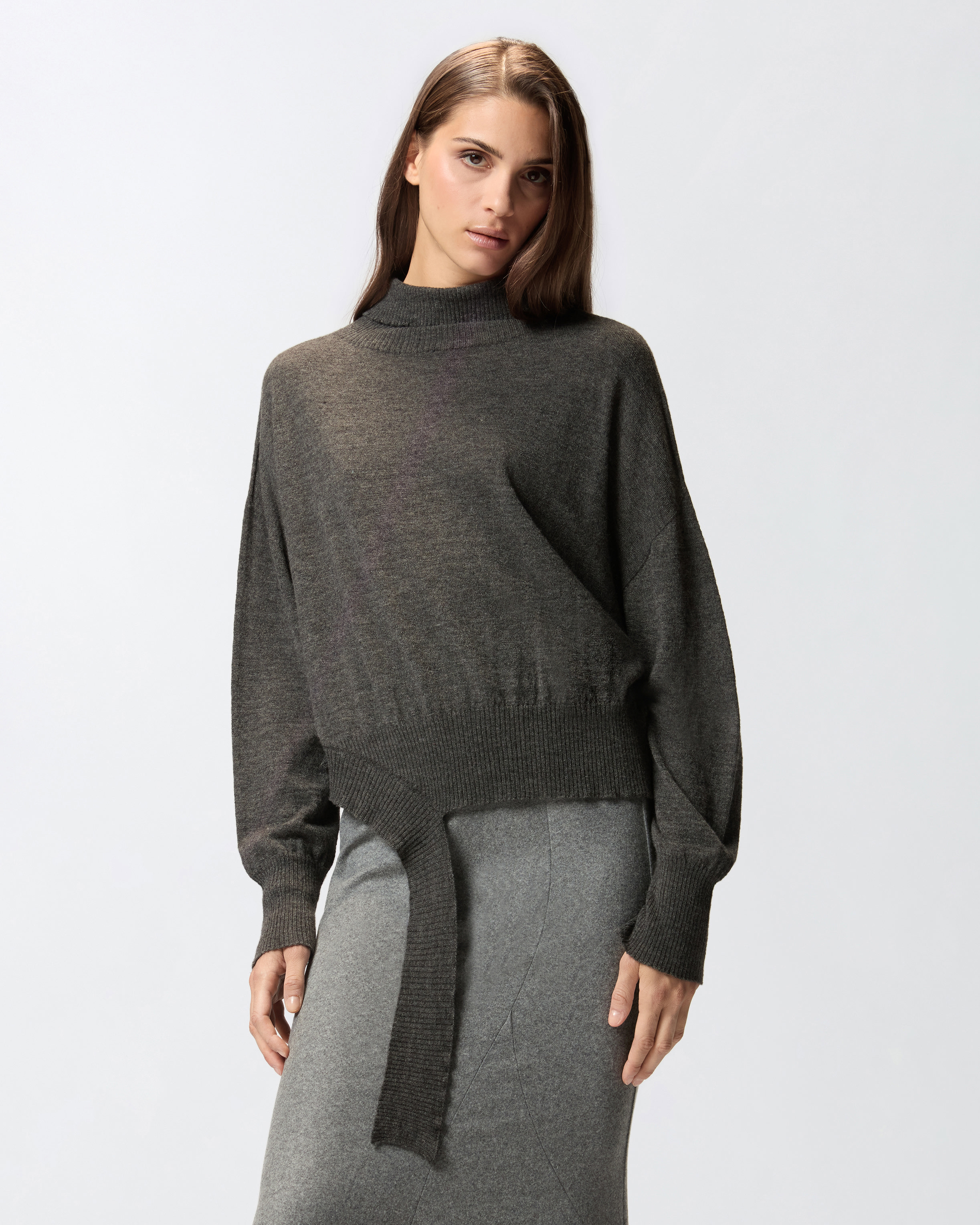 Pull à col roulé en maille - Gris - large | Pinko 