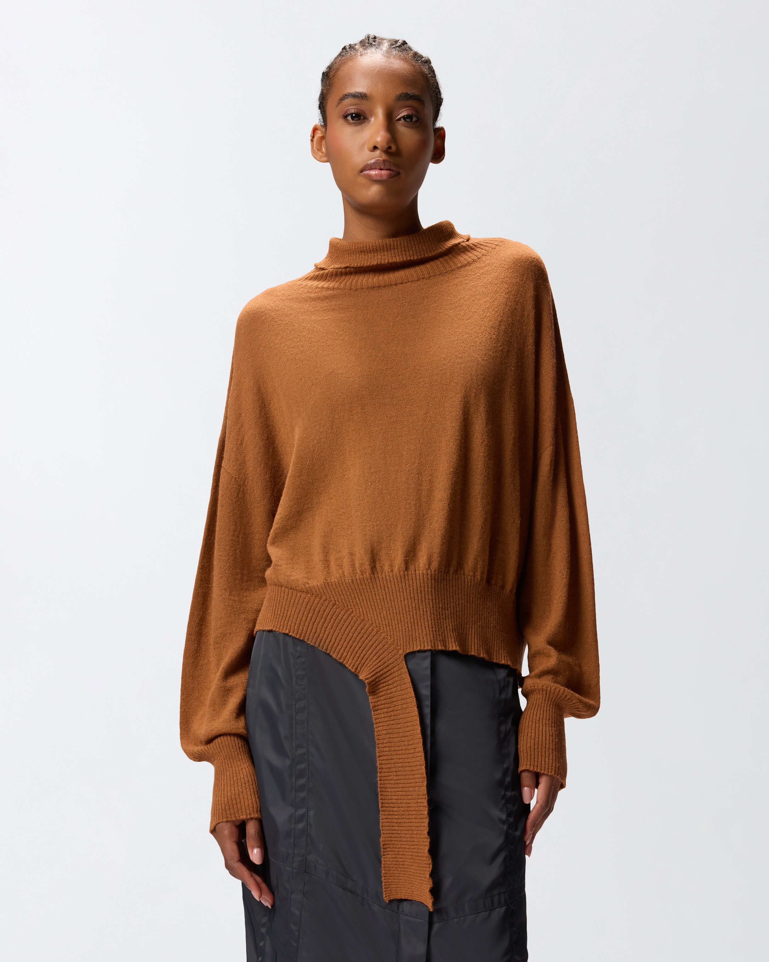 Pull à col roulé en maille - Marron - large | Pinko 