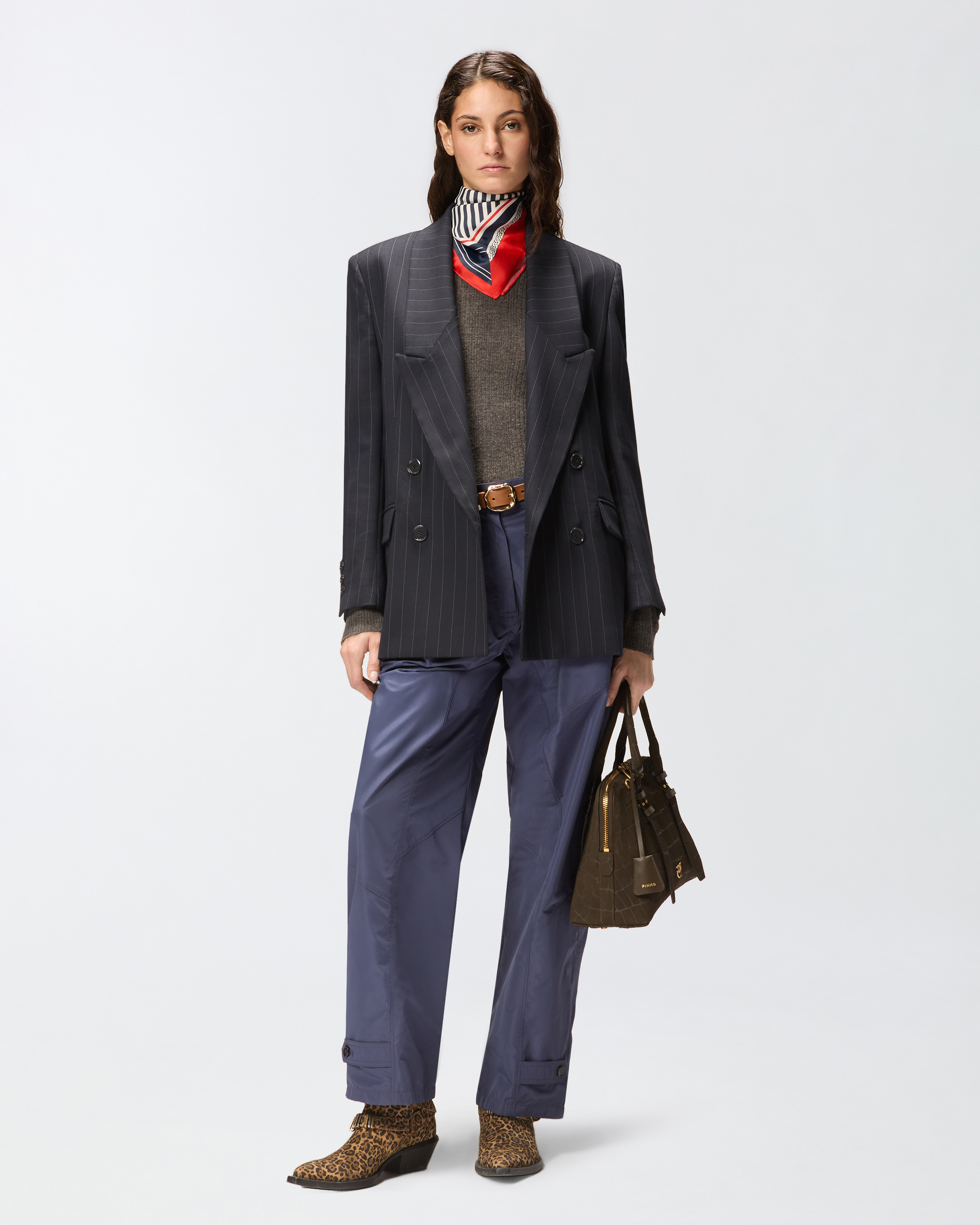 亮泽塔夫绸长裤 - 蓝色 - large | Pinko 