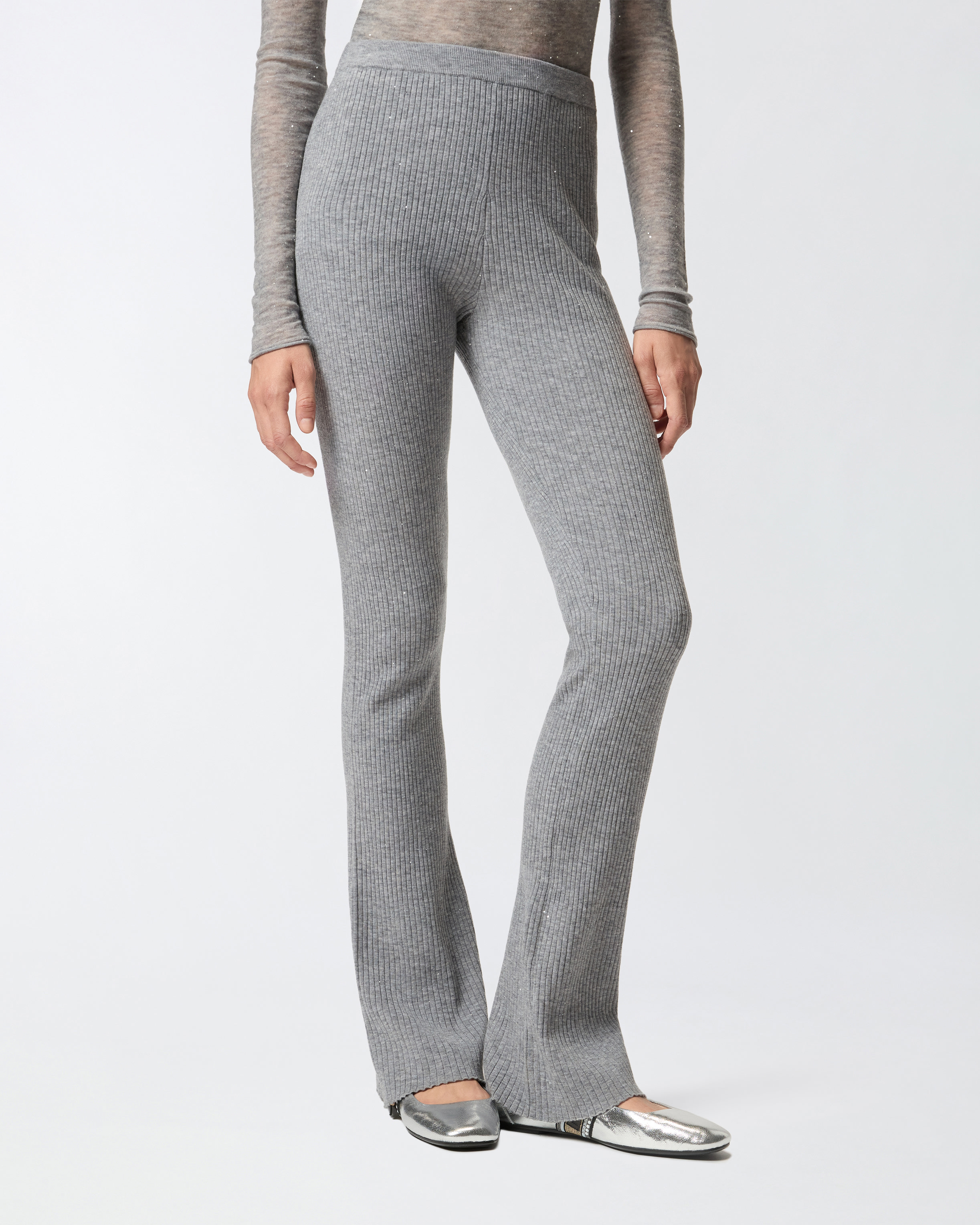 Длинные трикотажные брюки клеш 1