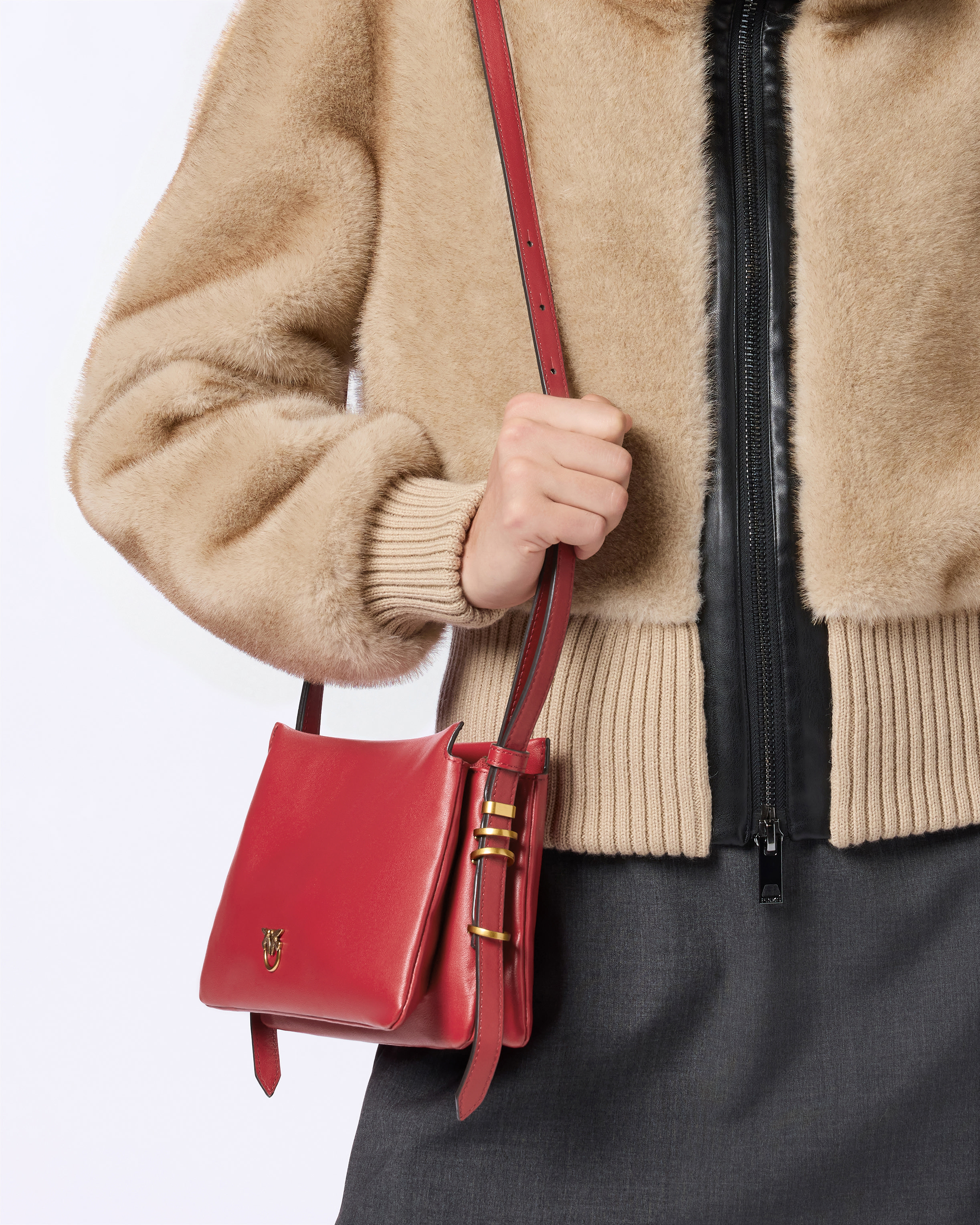 Pinko Mini Bag In Soft Calfskin With Metallic Details