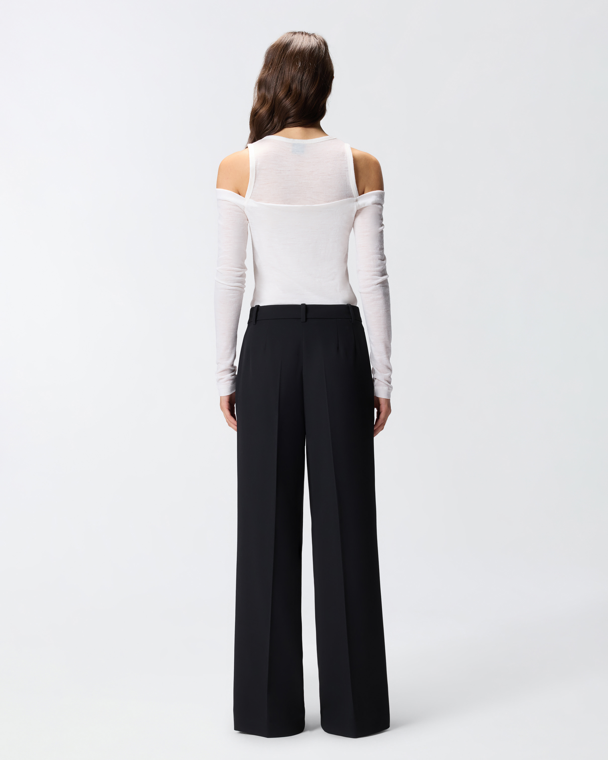 Pinko High-waisted Palazzo Trousers In Flowing Fabric In Black