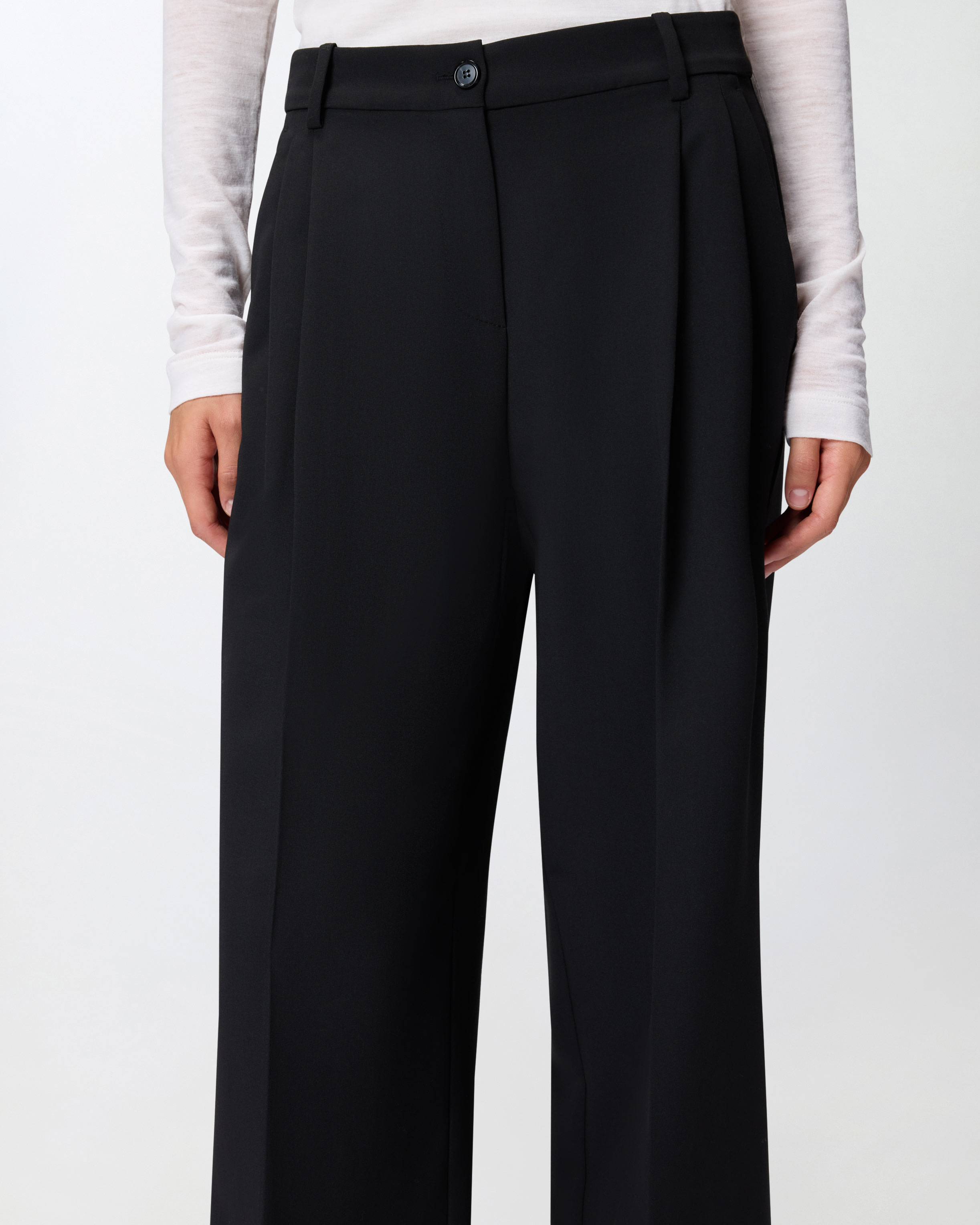 Pinko High-waisted Palazzo Trousers In Flowing Fabric In Black