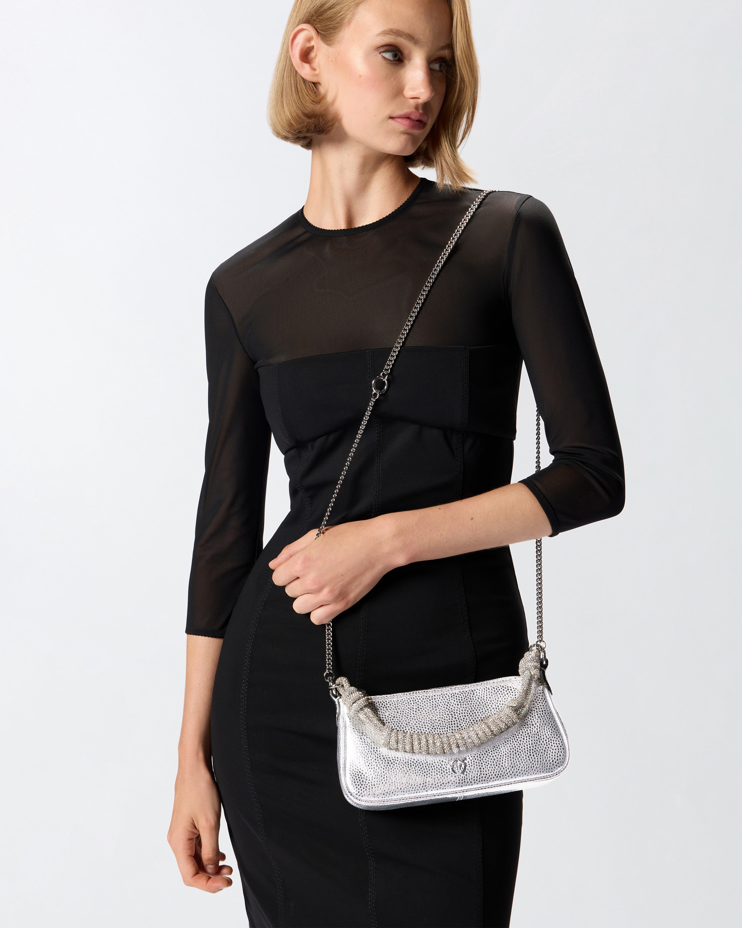 Mini Half Moon Baguette small handbag in laminated leather