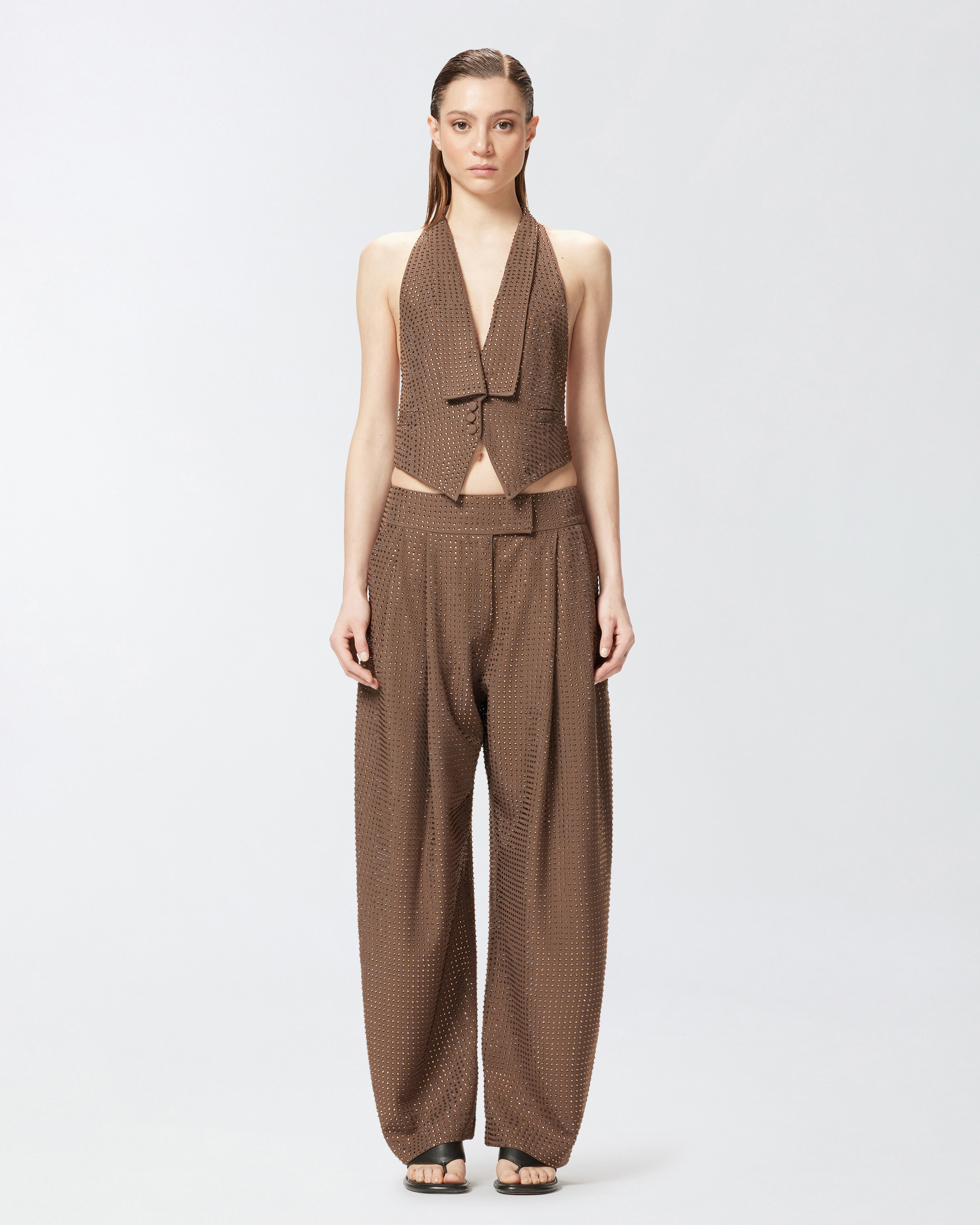 Pinko Wide Full Rhinestone Trousers