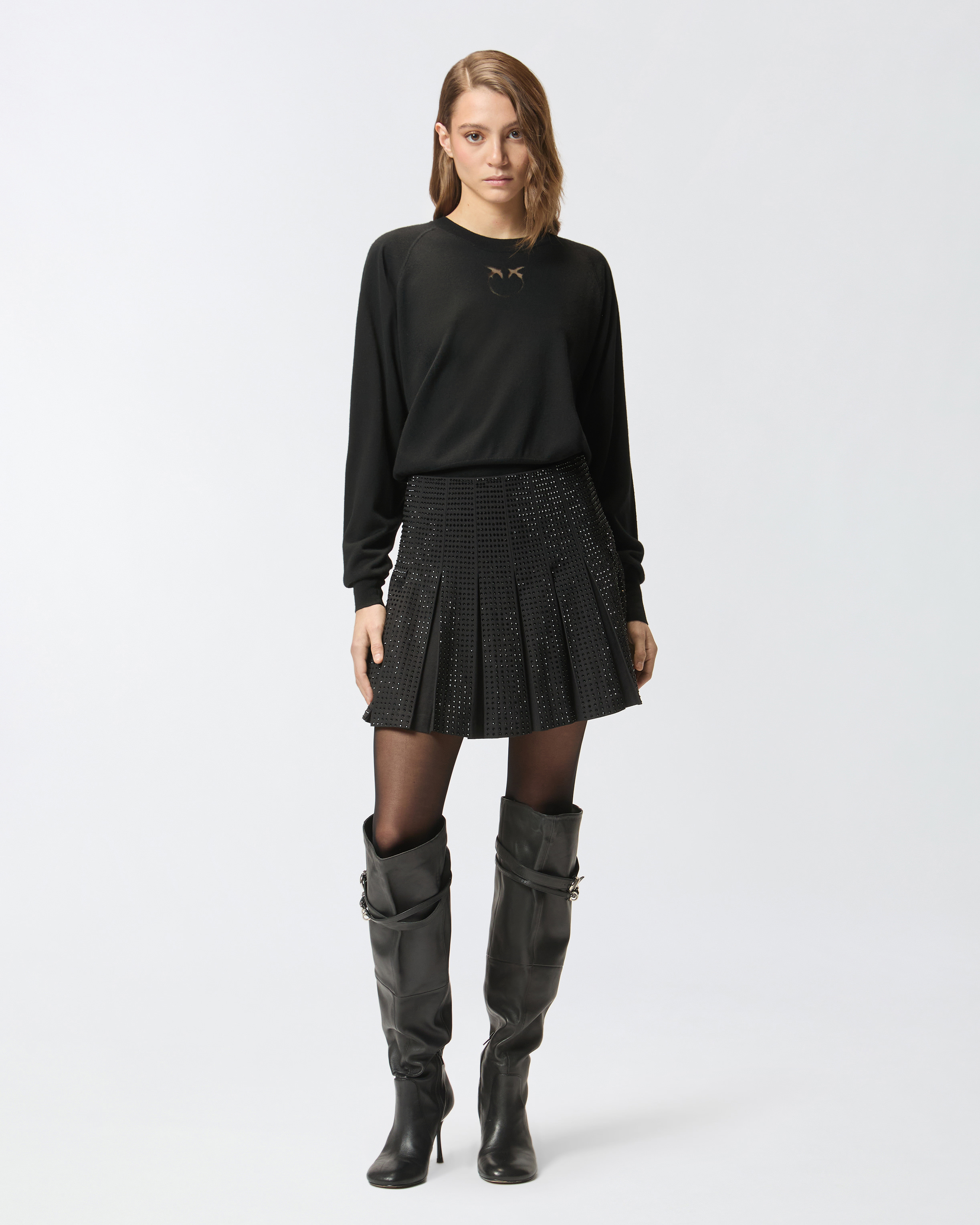 Mini-jupe à strass - Noir - large | Pinko 