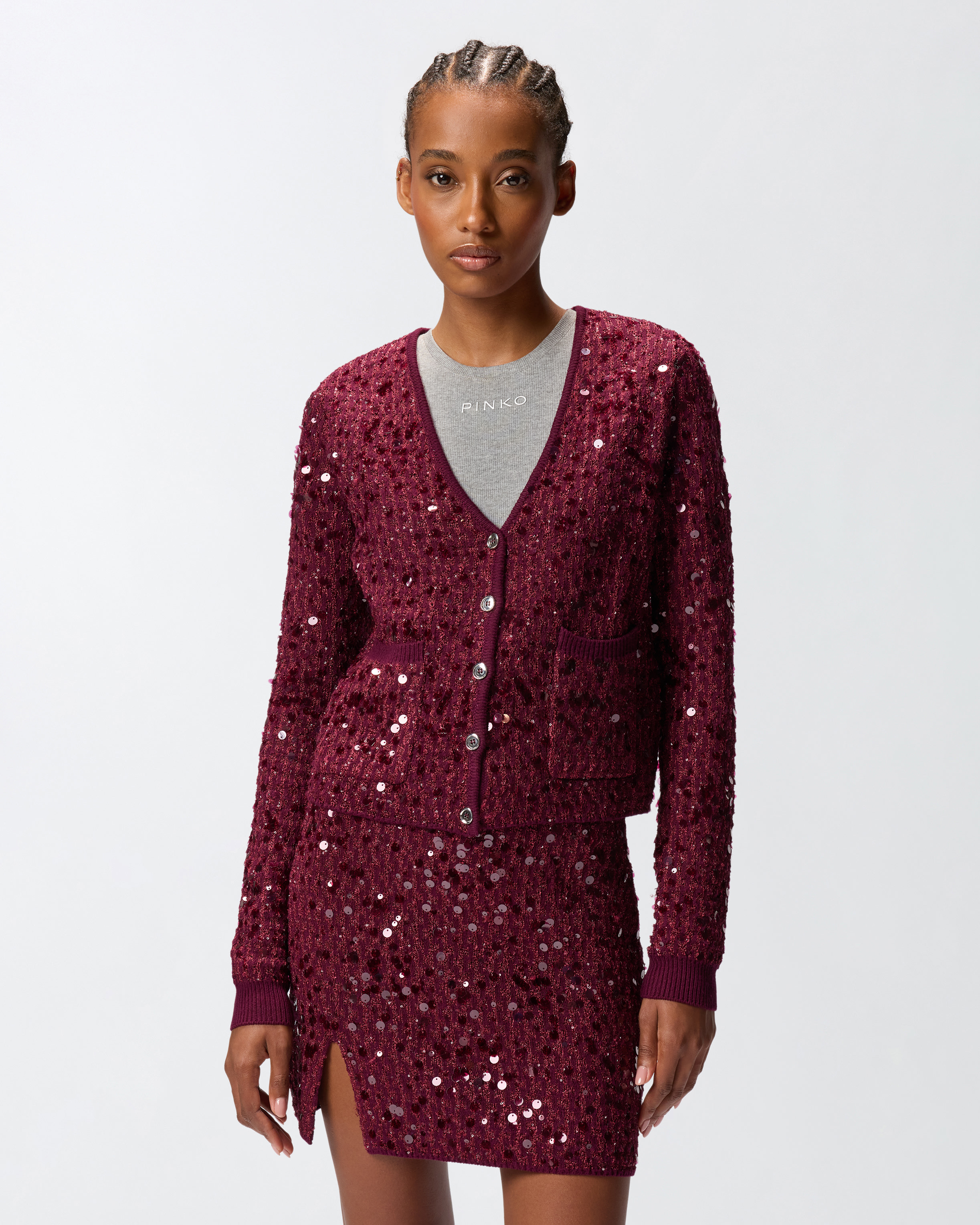 Pinko Long-sleeved Cardigan In Multi